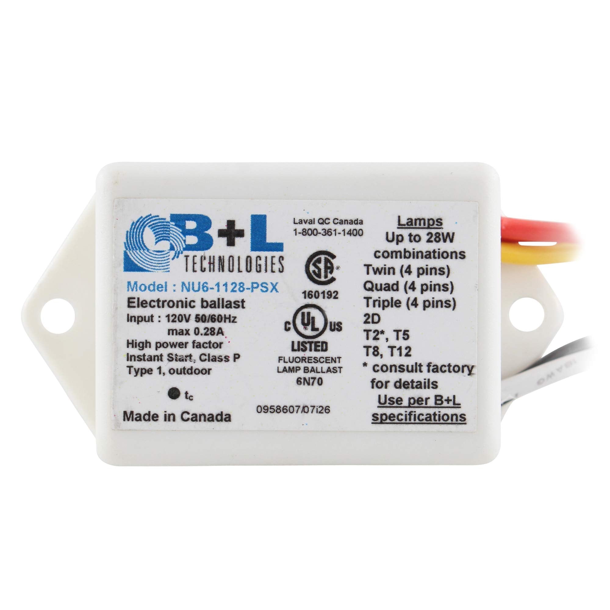 B&L Technologies 47152 - Nu6-1128-Psx Compact Fluorescent Ballast