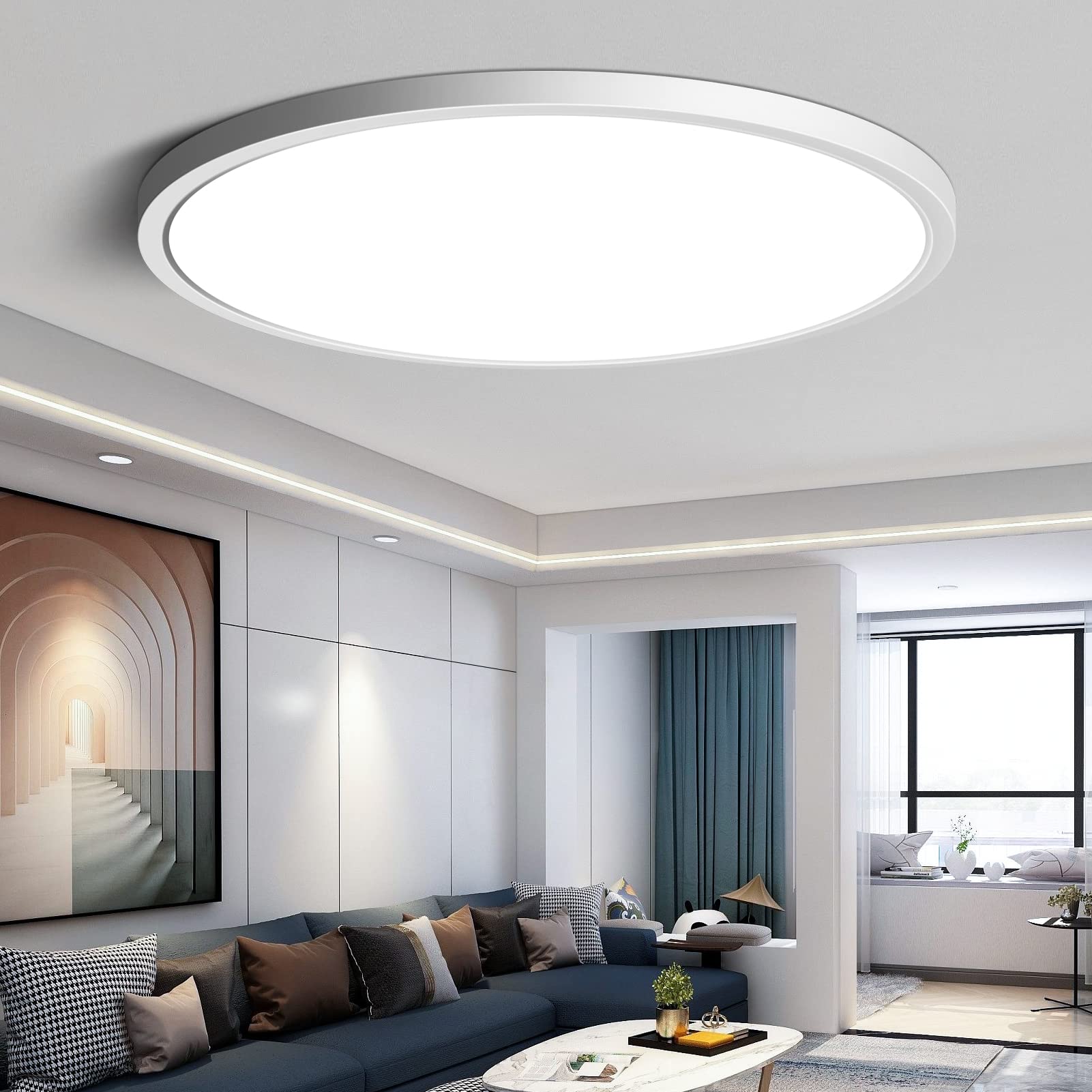 Ledlightsworld Led Flush Mount Ceiling Light, 12 Inch, 24W, 3200Lm, Neutral White, Modern Design For Bedroom, Hallway, Kitchen