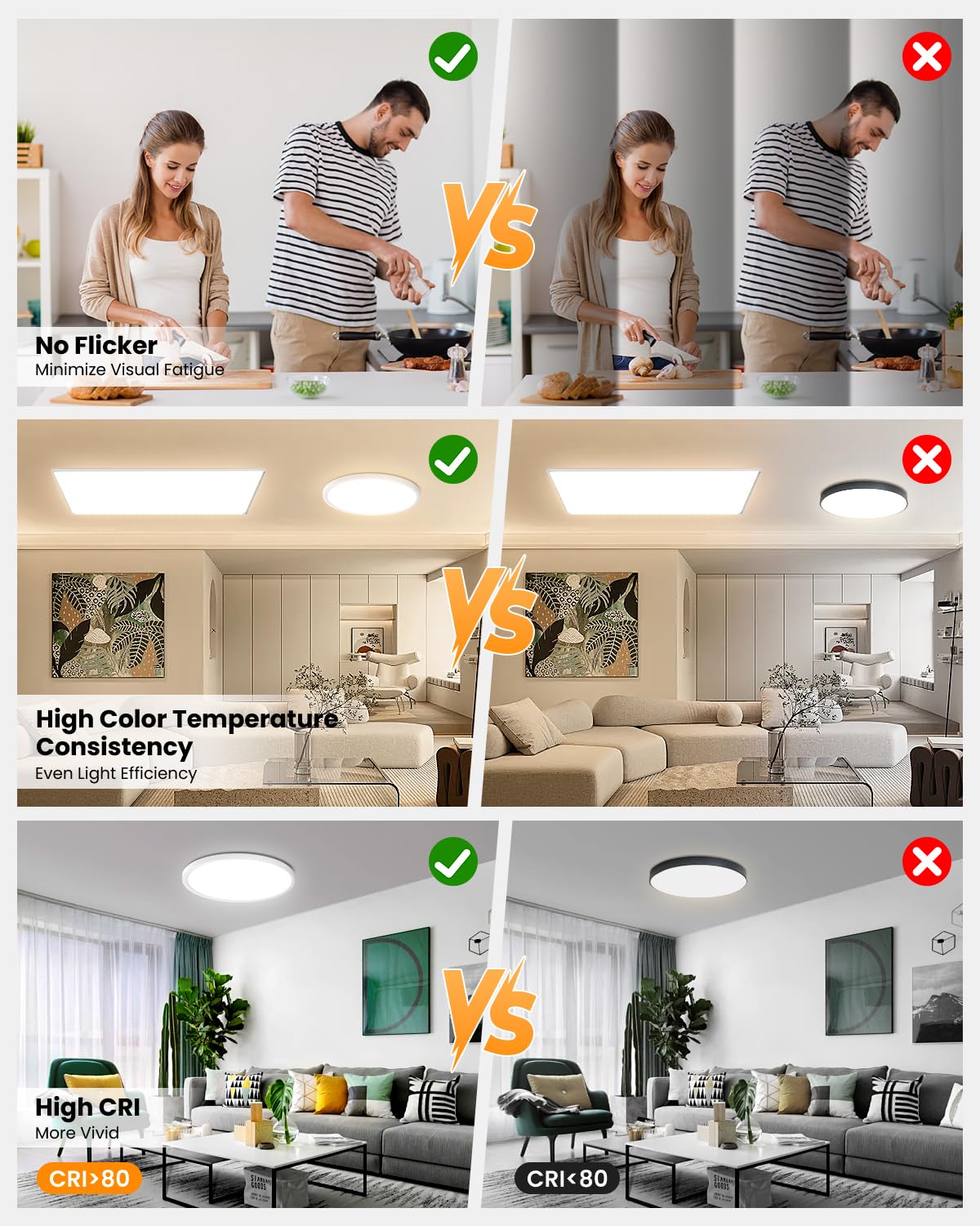 Wembanma 15 Inch Led Ceiling Light - 2700-5000K 5Cct Selectable, 32W 3800Lm, Round Flat Panel Low Profile Light Fixtures For Hal