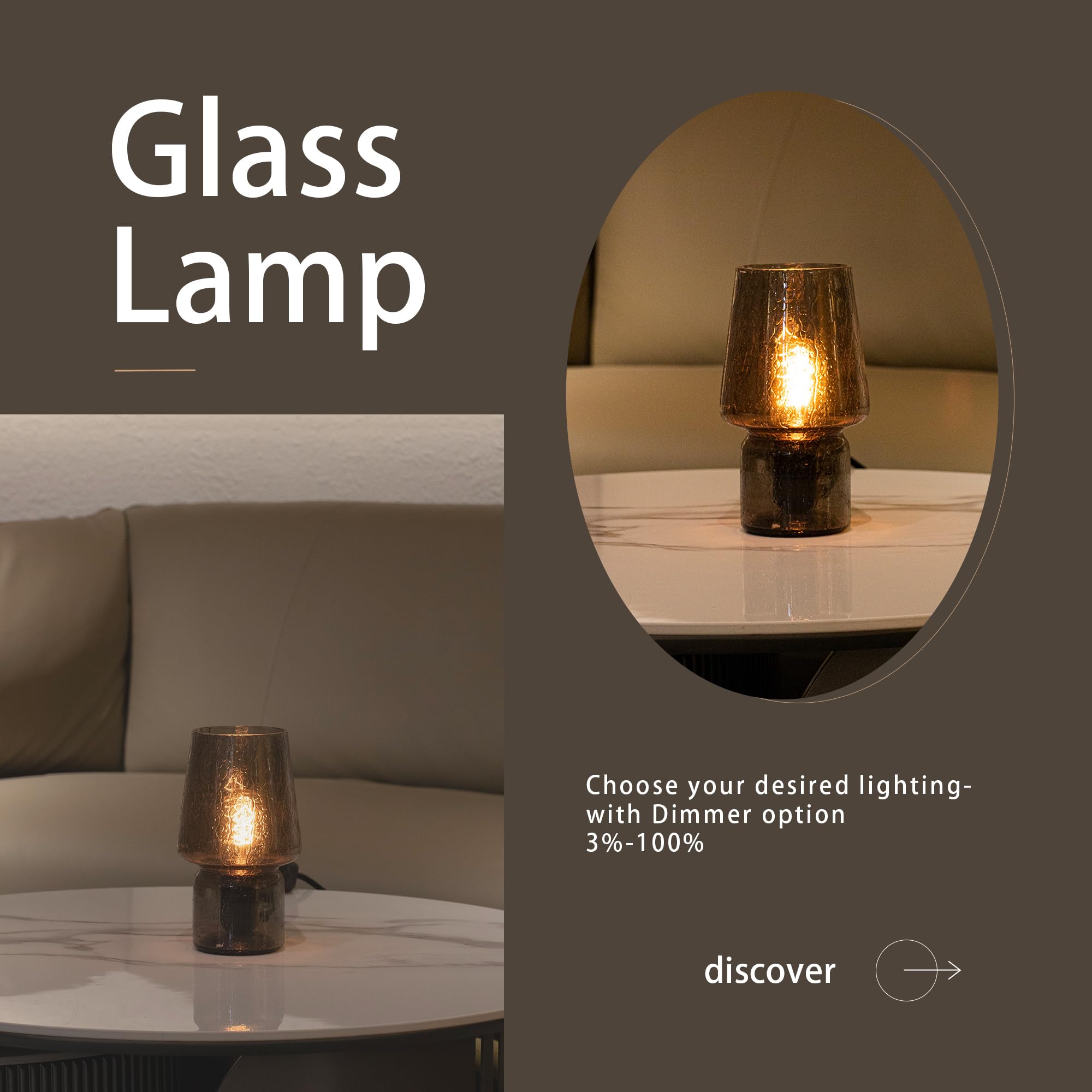 Sureyond Mushroom Lamp,Small Table Lamp,Mini Lamp Cute Lamp Nightstand Lamp Kitchen Lamp Glass Lamp,Translucent Raindrop Lamp,Suitable For Bedrooms, Kitchens, Bedside, Girl Gifts(Black)