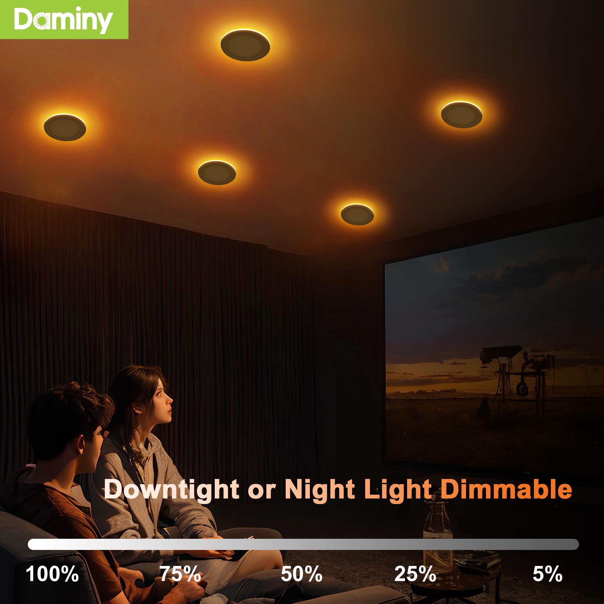 Daminy 12 Pack 6 Inch 5Cct Led Recessed Light With Night Light,Ultra-Thin,Canless Recessed Lighting 6 In,12W=110W,1000Lm,Dimmabl