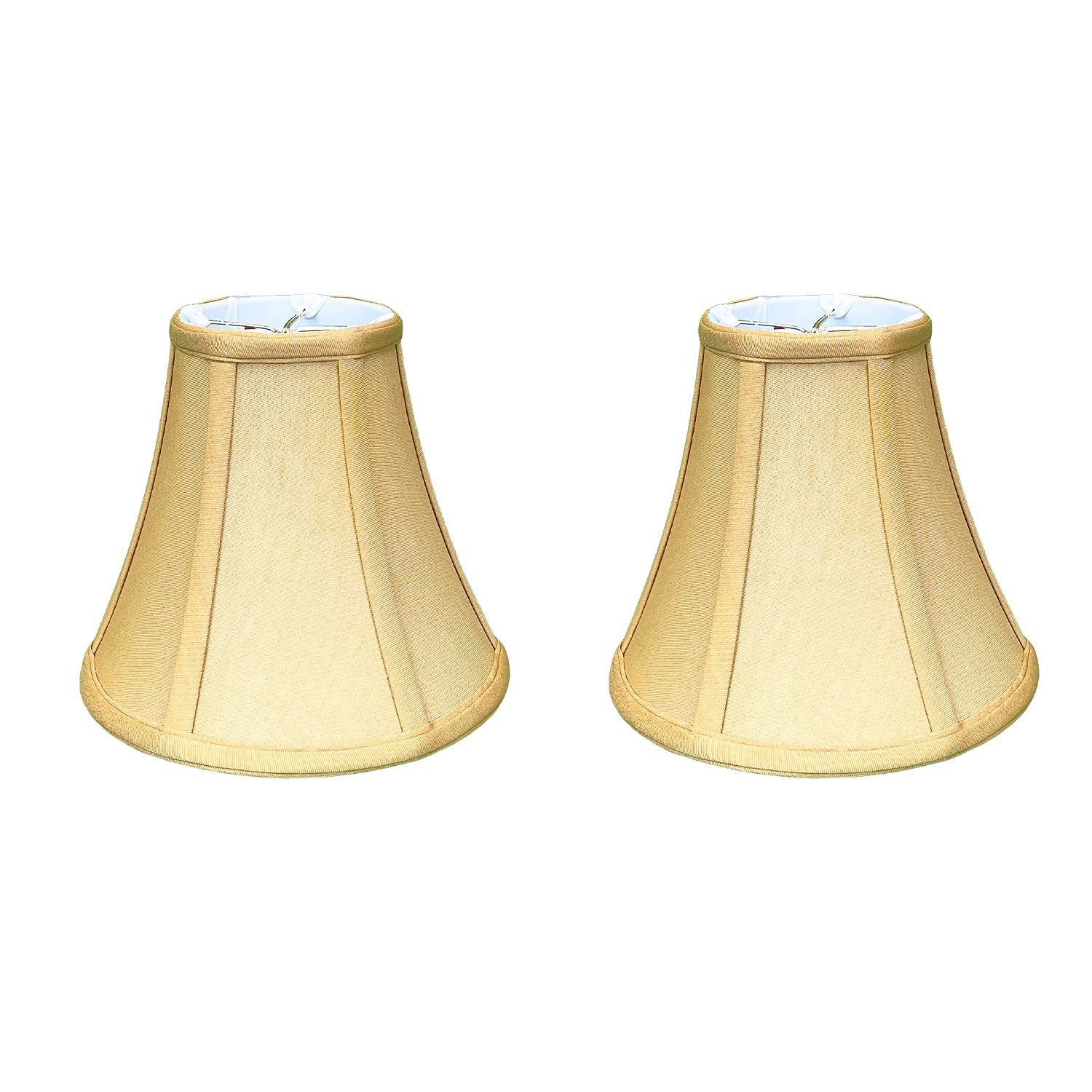 Royal Designs, Inc. True Bell Basic Lamp Shade, 4inx8inx7.25in, Faux Silk, Antique Gold, Model BS-704RC-8AGL-2, Set of 