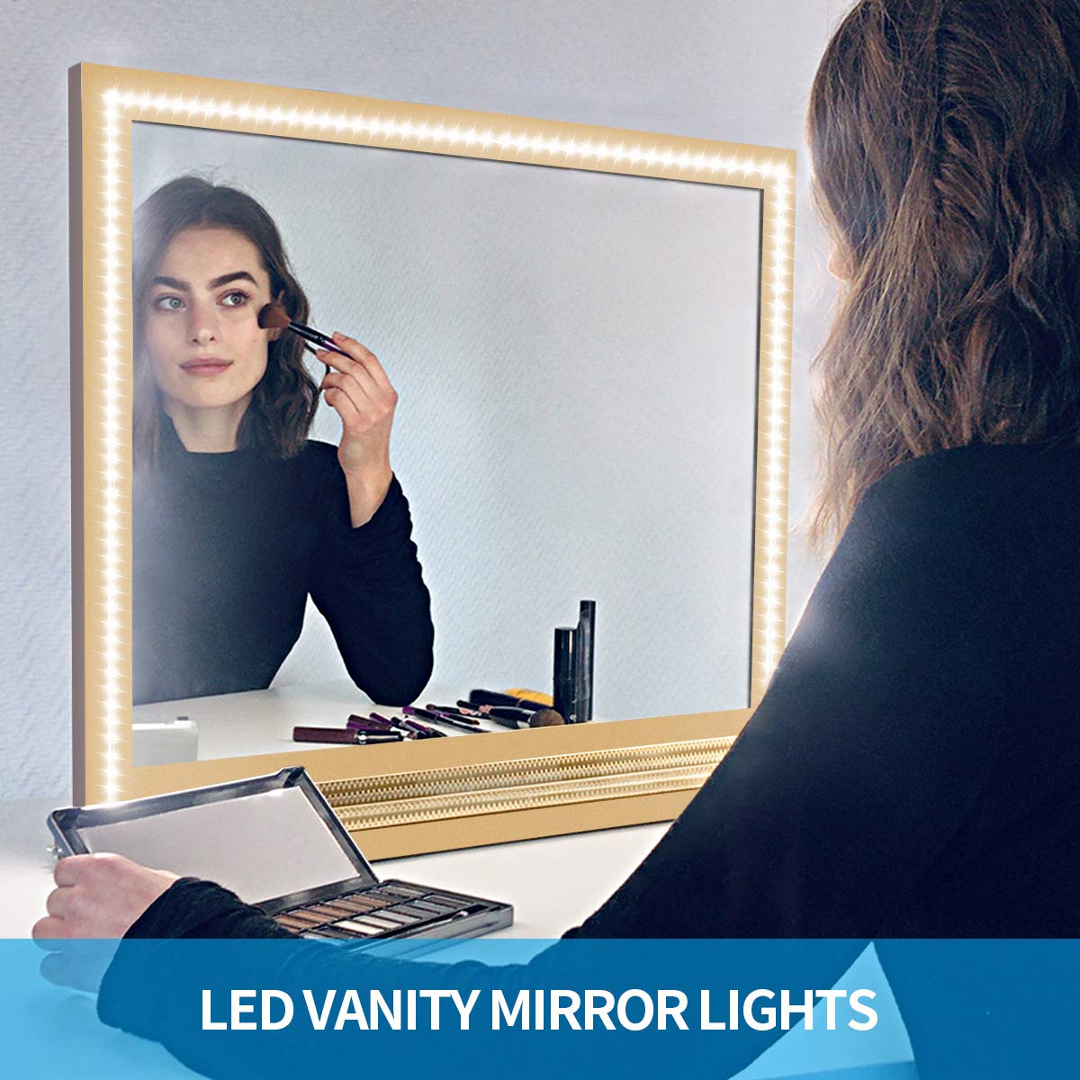 MY BEAUTY LIGHT 32.8FT White LED Strip Lights, Dimmable, Flexible, ETL Power Supply, with Adhesive Clips and Dimmer Switch