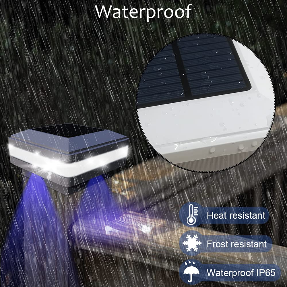 FVTLED Solar Post Lights - Waterproof LED Fence Cap Light for 3.5x3.5 to 6x6 Posts, White, 1 Pack, Model USWS142W