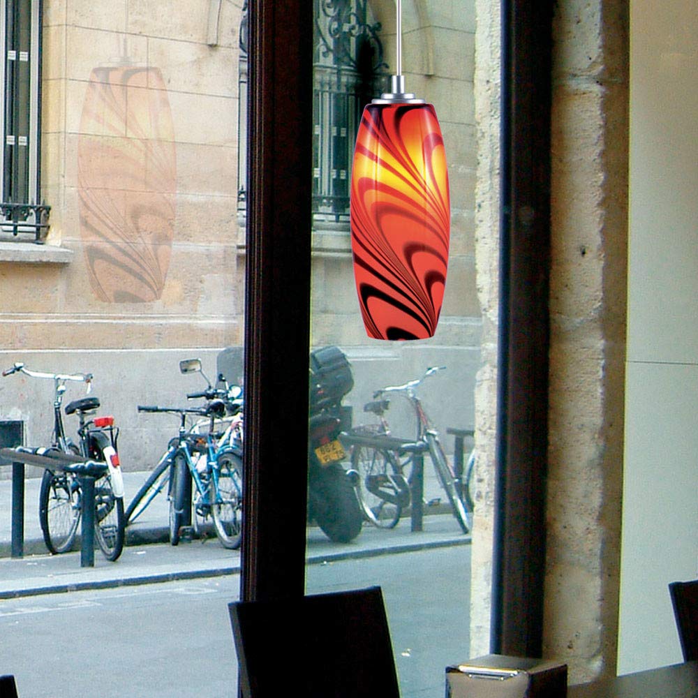 Jesco Lighting Qap241-Rd/Ch Soffi - One Light Quick Adapt Low Voltage Pendant, Chrome Finish With Amber Glass