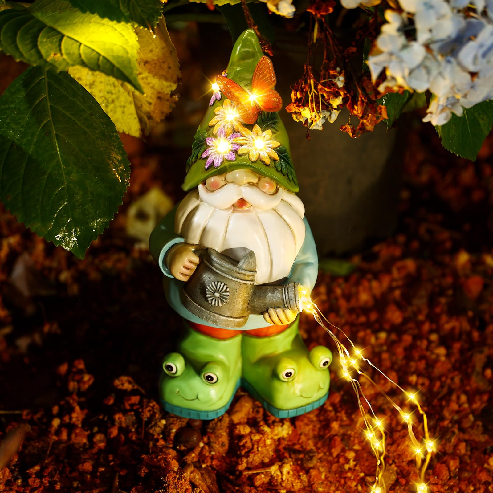 Vcdsoy Solar Watering Can Gnome With 5 Strings Light Waterproof-Funny Gnome Gifts For Mom Women Solar Outdoor Led Lights Resin G