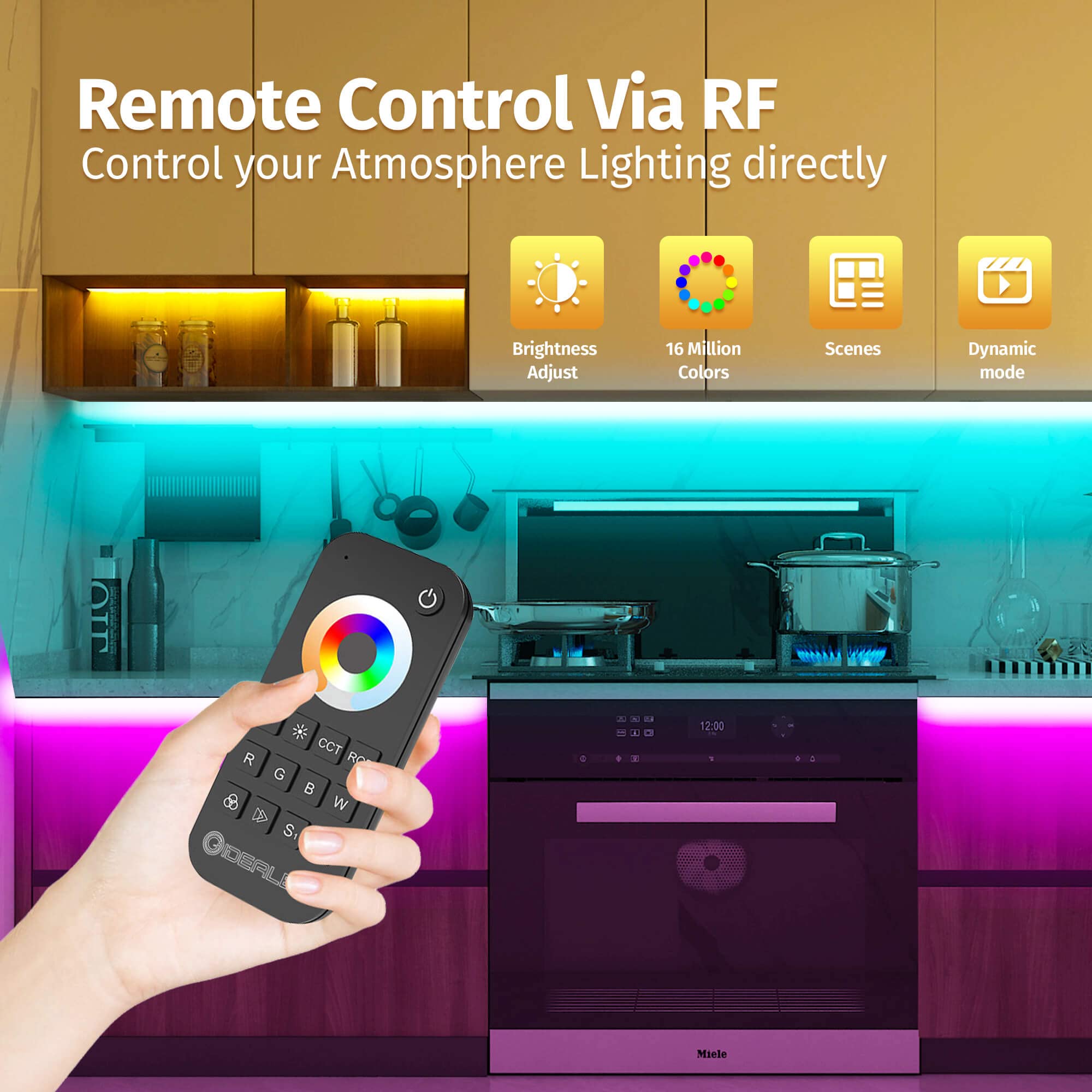 GIDEALED 2.4G Wireless LED Controller with RF Remote, RGBWW/RGB Color Changing, DC12V-24V, Plastic Material