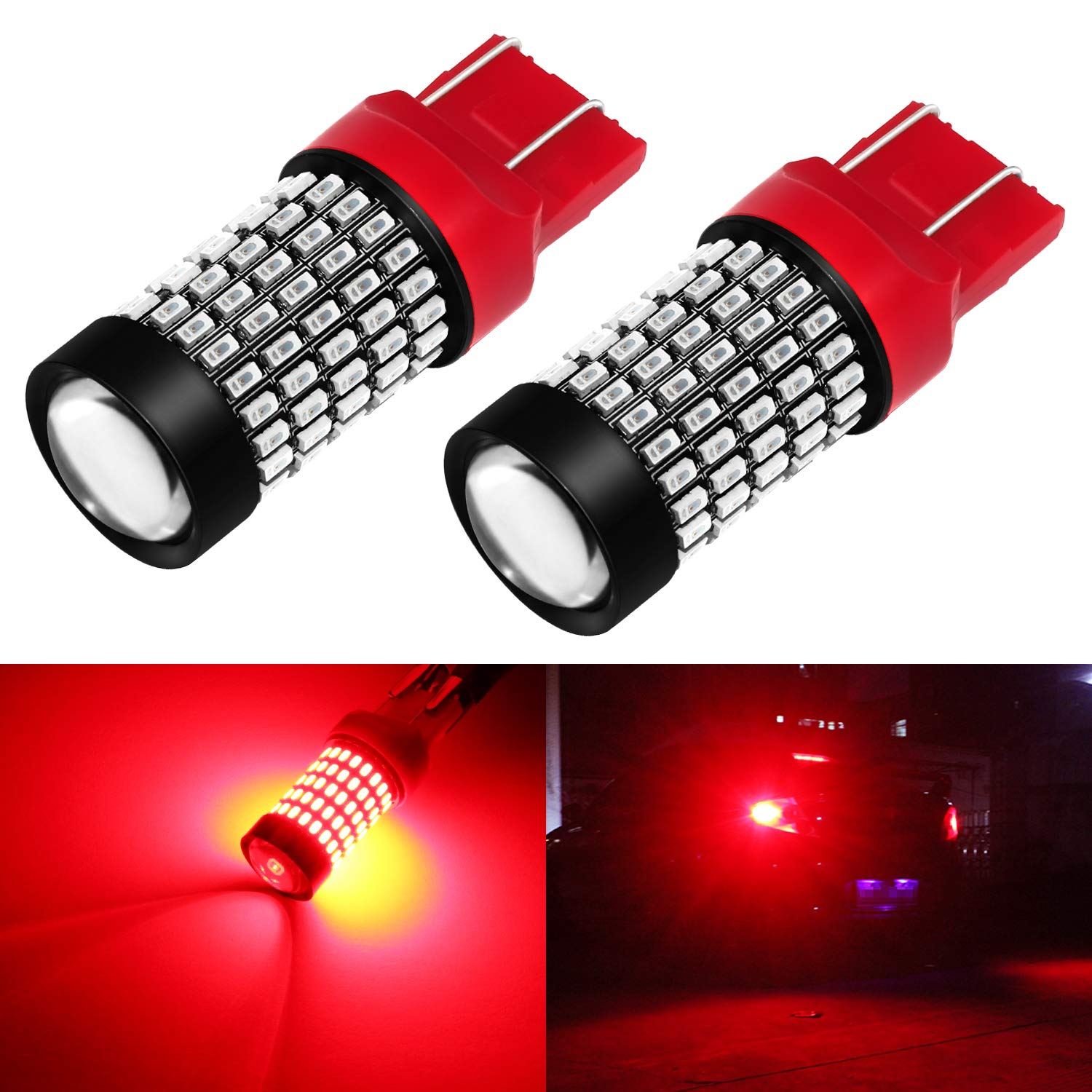Phinlion Super Bright 7440 7443 Red Led Brake Tail Light Bulbs 2800 Lumen 3014 103-Smd 7441 7444 7443 Led Bulb For Tail Stop Bra