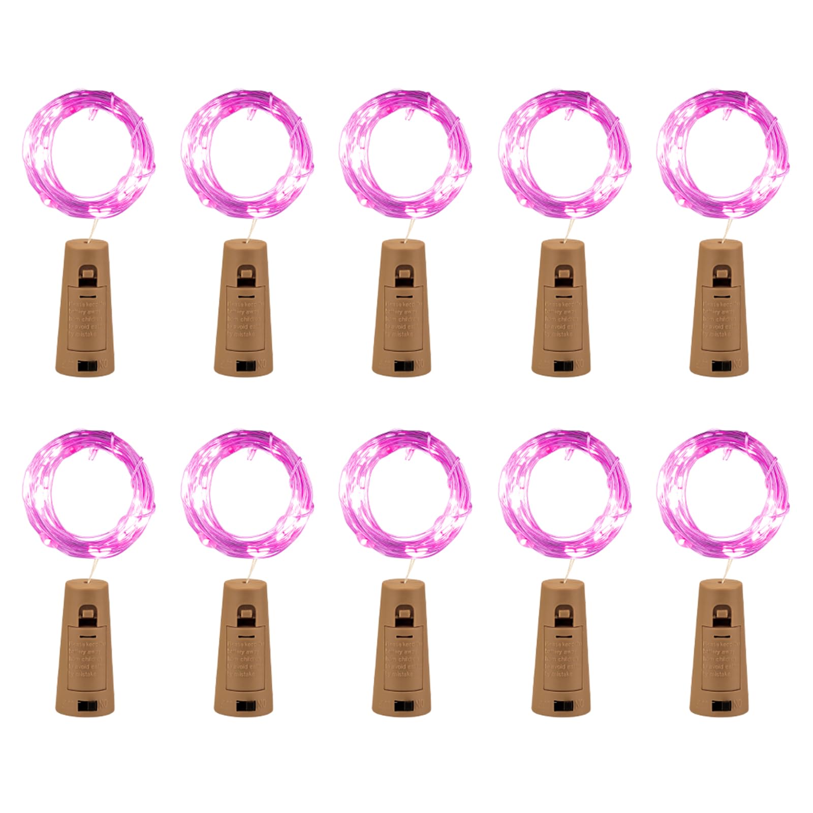 Brightown Wine Bottle Lights - 10 Pack 7ft 20 LED Waterproof Fairy Lights - Pink