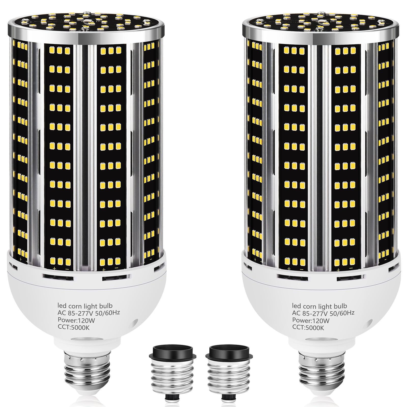 120W 2 Pack Led Corn Light Bulb(1200W Equivalent ) ,Commercial Grade Daylight 5000K E26/E39 15900Lm Medium Mogul Base Led Lamp,L