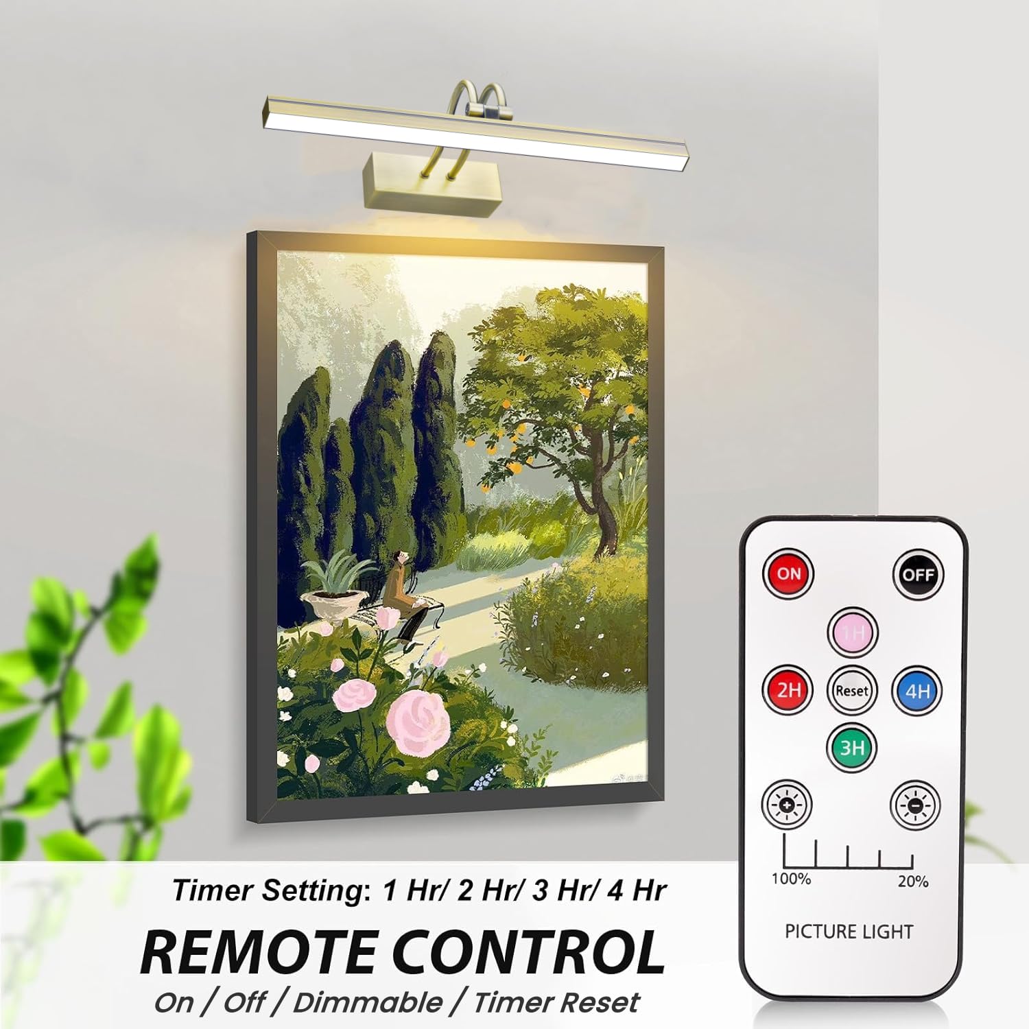 FUNCHDAY Picture Light Wireless, 13 Rechargeable Battery Operated Picture Lights with Remote Timer, 280LM Dimmable Gallery Light