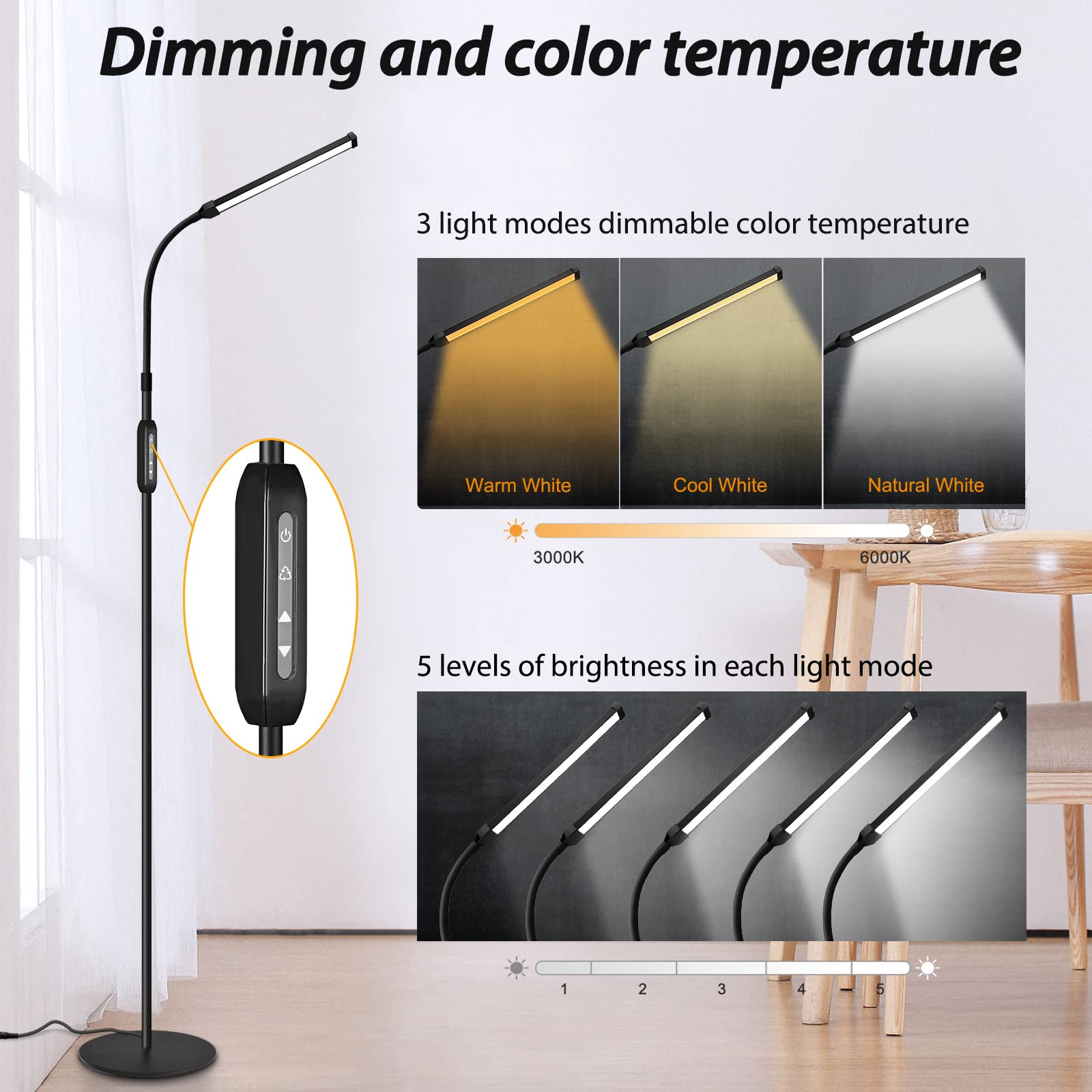 Ebest Led Floor Lamp For Eyelash Extensions Standing Floor Lamps For Office Eyelash Lamp Tattoo Light Reading Lamp For Bedroom M