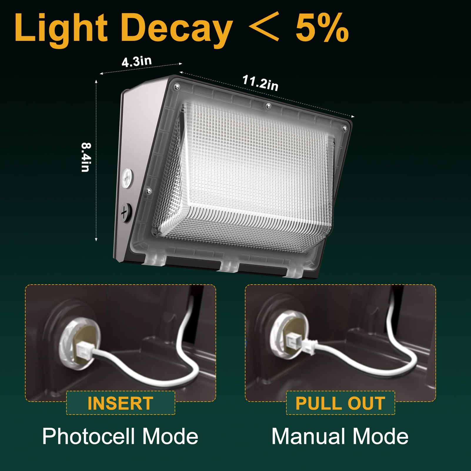 Acohook 4Pack 150W Led Wall Pack Lights  100-277V Dusk To Dawn With Photocell  22500Lm 5000K Daylight Ip65 Waterproof Outdoor Security Lighting  Energy Saving  Etl | 5-Year Warranty(Height:10~20Ft)