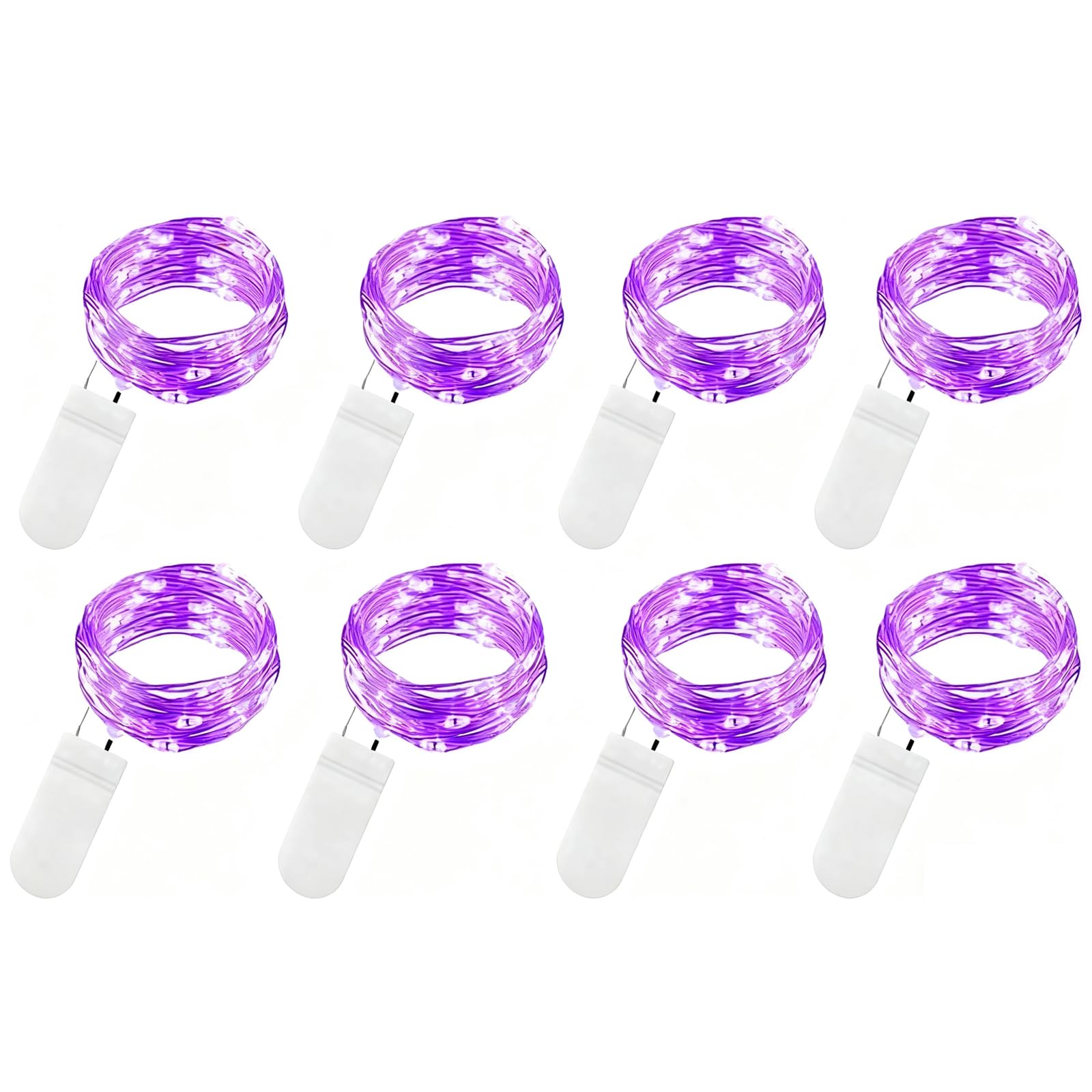 VOOKRY 8 Pack 30 Led Fairy Lights Battery Operated String Lights - 10 ft Purple Waterproof Silver Wire Starry Firefly Moon Lights for DIY Wedding Party Table Centerpieces Bedroom Halloween Christmas