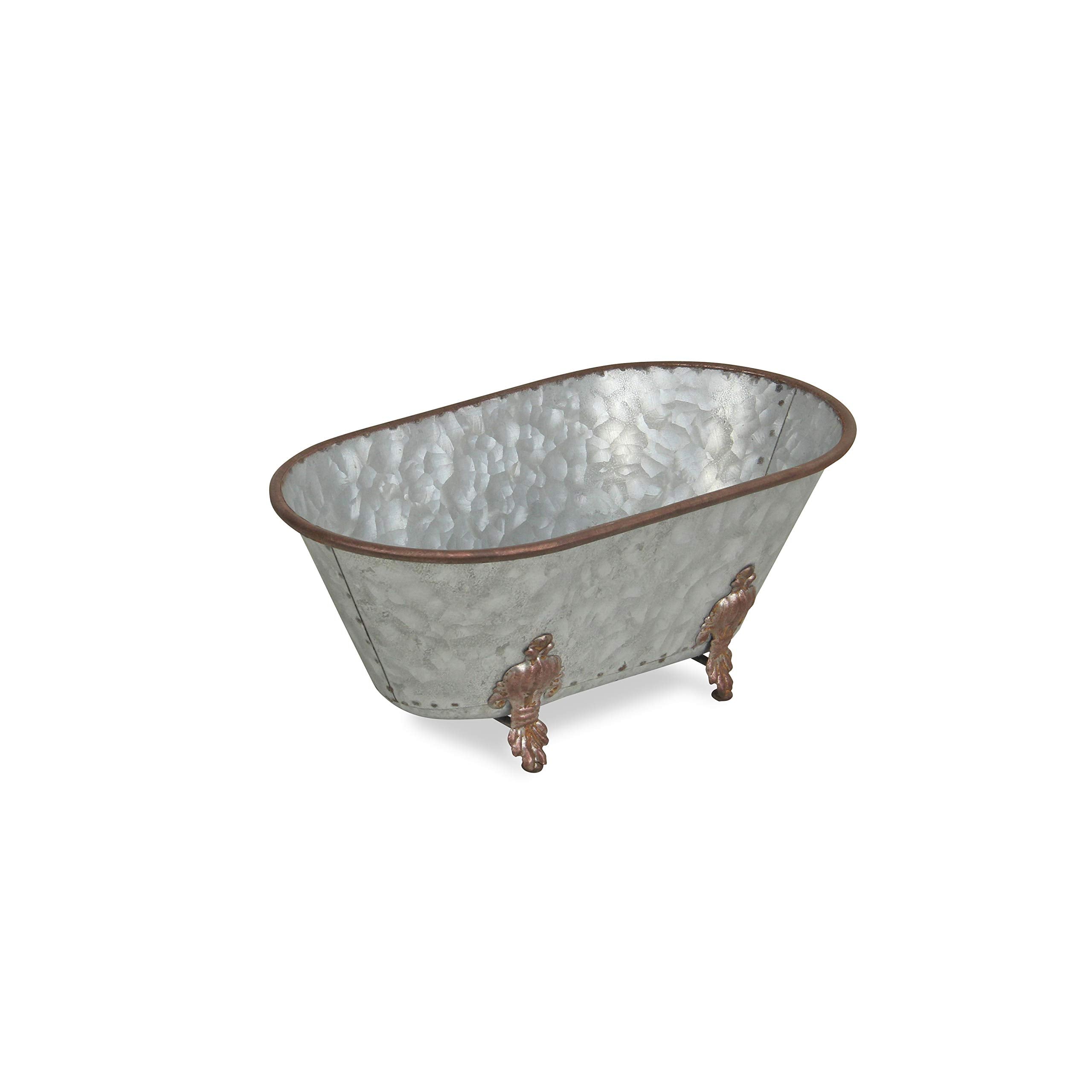 Cheungs Lavande Metal Fleur-De-Lis Tub Decor - Large - Galvanized, 5129L-Gv