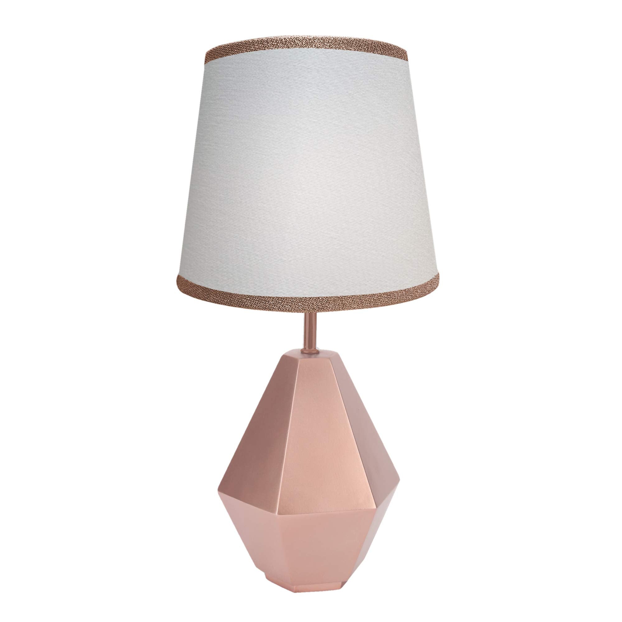 Lambs & Ivy Rose Gold Modern Hexagon Nursery Lamp With Shade & Bulb