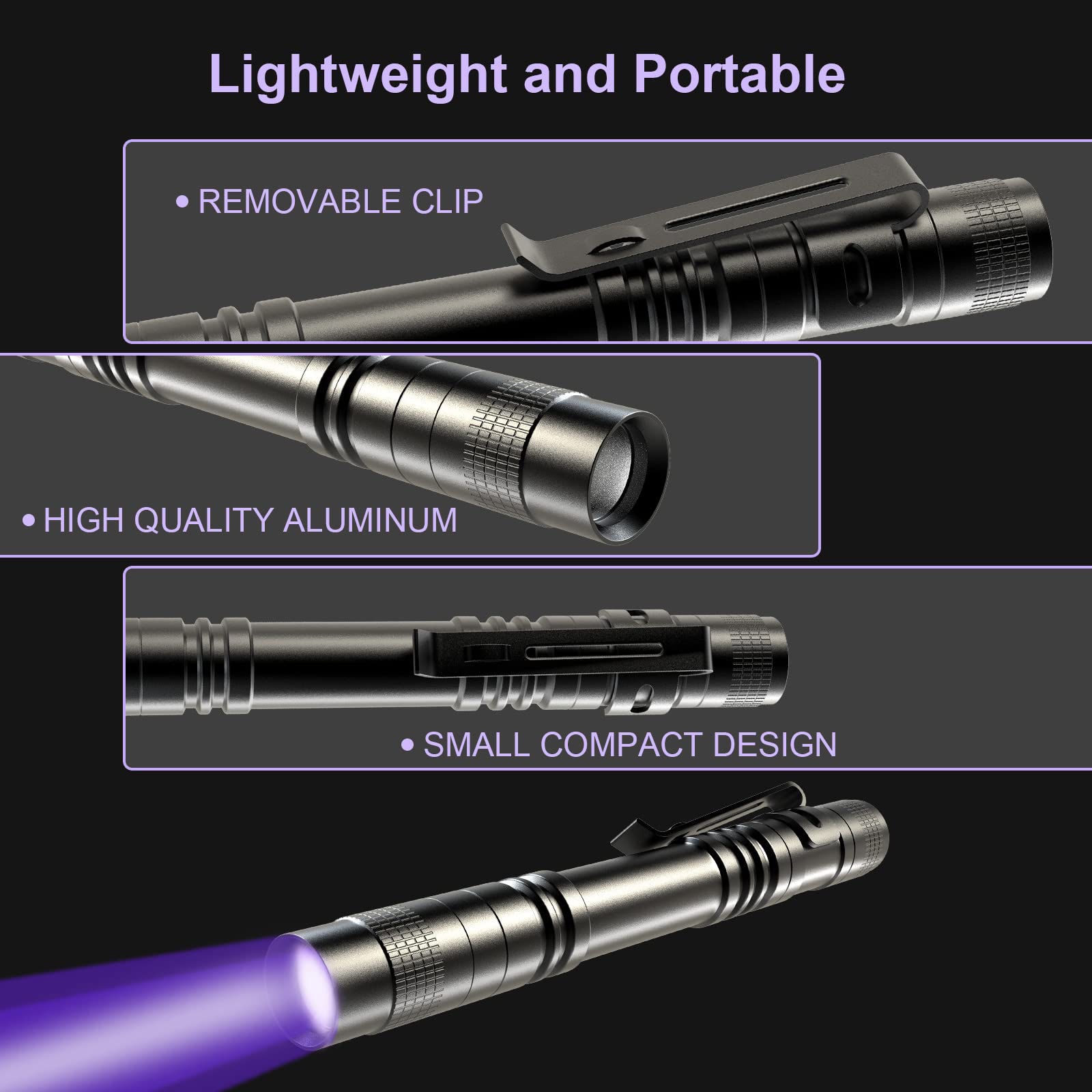 COSOOS UV Black Light Flashlight, 395nm Mini Pen Light, Waterproof, 1 Pack, Ideal for Leak Detection, Pet Urine, Scorpions, Bed Bugs