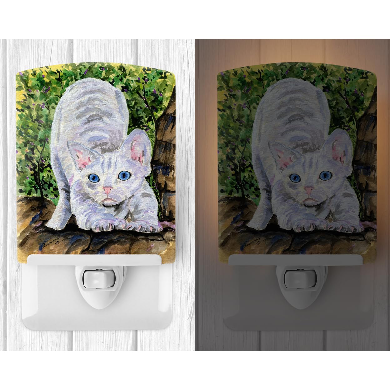 Carolines Treasures Cat Ceramic Night Light, UL-Certified, 6x4x3in, Multicolor, Model SS8280CNL