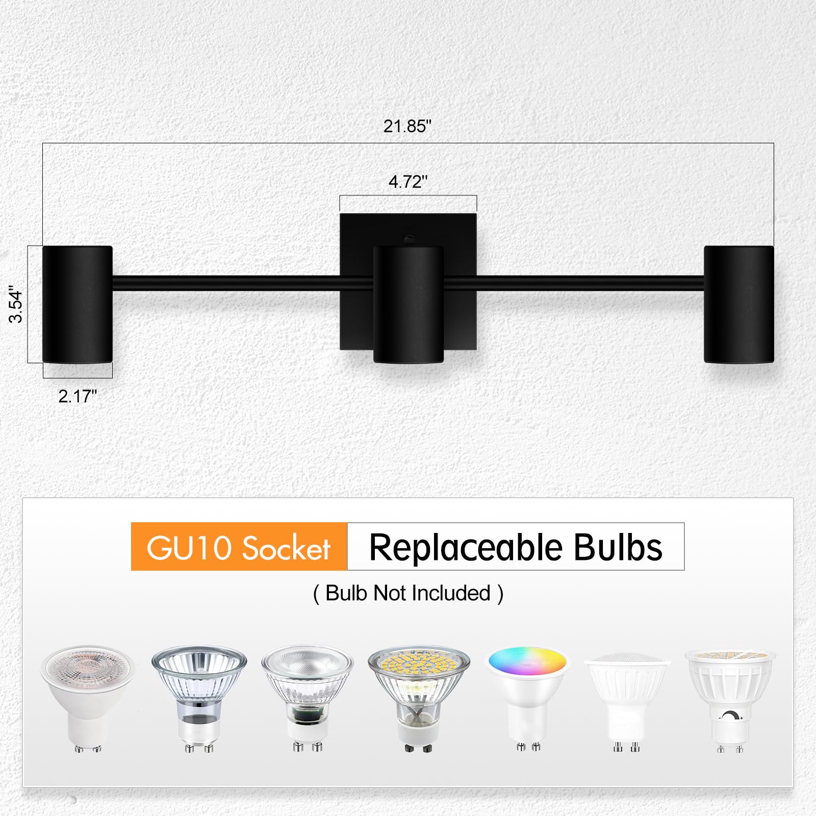 BoostArea 3 Way Track Lighting Kit, LED Ceiling Fixtures, Metal, Black, Model C0531