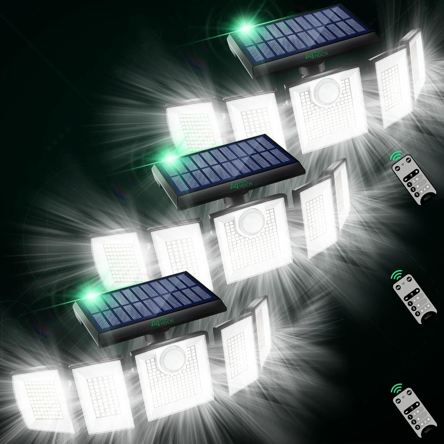 MDCMDCM Solar Outdoor Lights Motion Sensor Waterproof - 416 LEDs 3000 Lumens Super Bright Solar Flood Security Light for Porch Y
