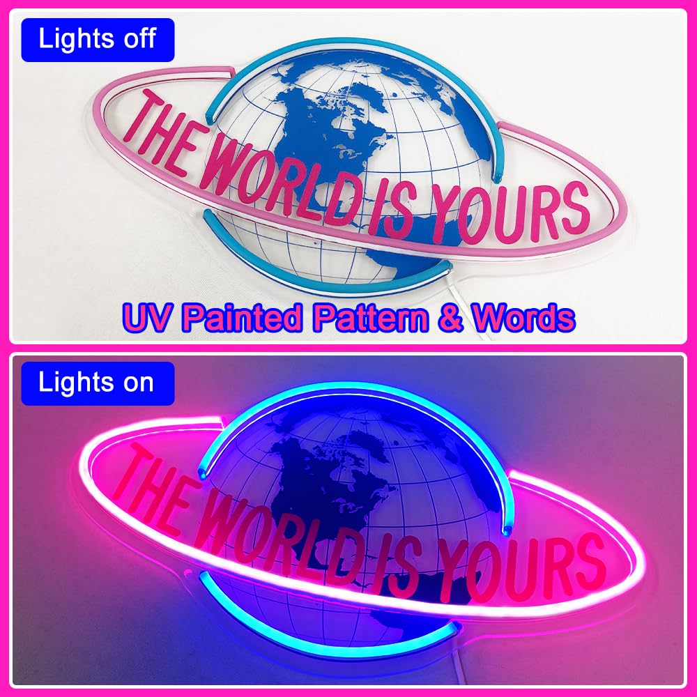 DIVATLA Neon Sign for Wall Decor, Cool  t Design, Dimmable LED, 15.7inx9.8in, Ice Blue & Red, Model KK-001