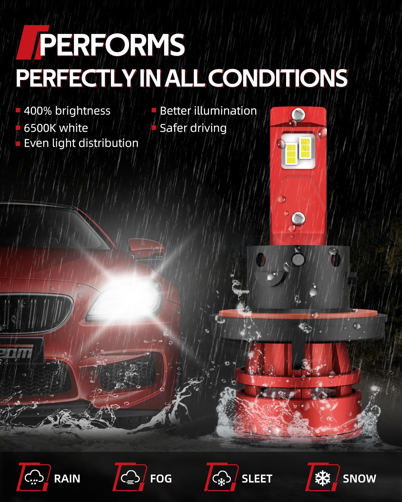 Torchbeam H13/9008 Off Road Bulbs Kit - 16000 Lumens, 60W, 6500K Cool White Light, Pack Of 2
