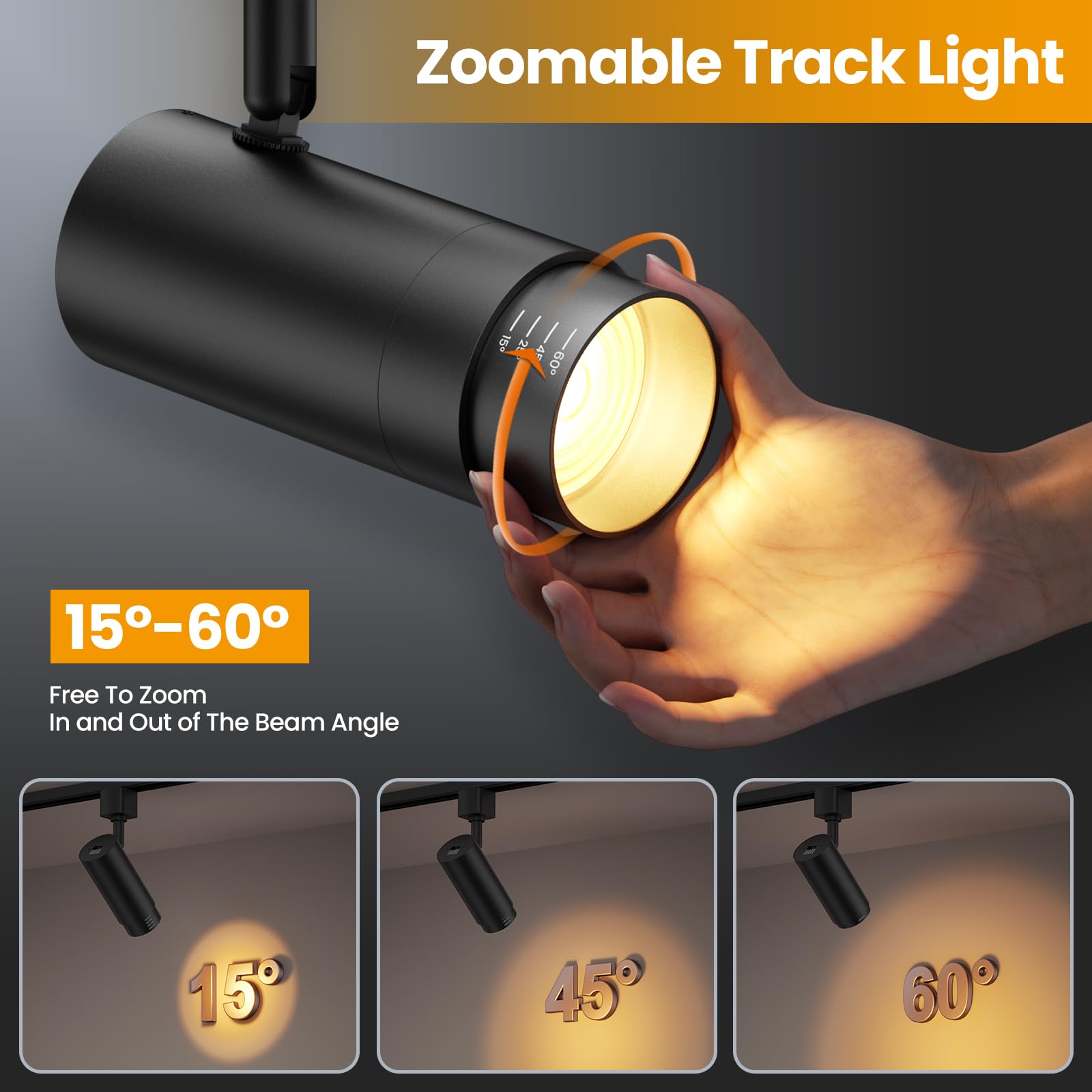 Aibisod 5-Color Zoomable 10W Led Track Lighting Heads H Type Track Light Head Black Dimmable Bright Track Lighting Ceiling Fixtu