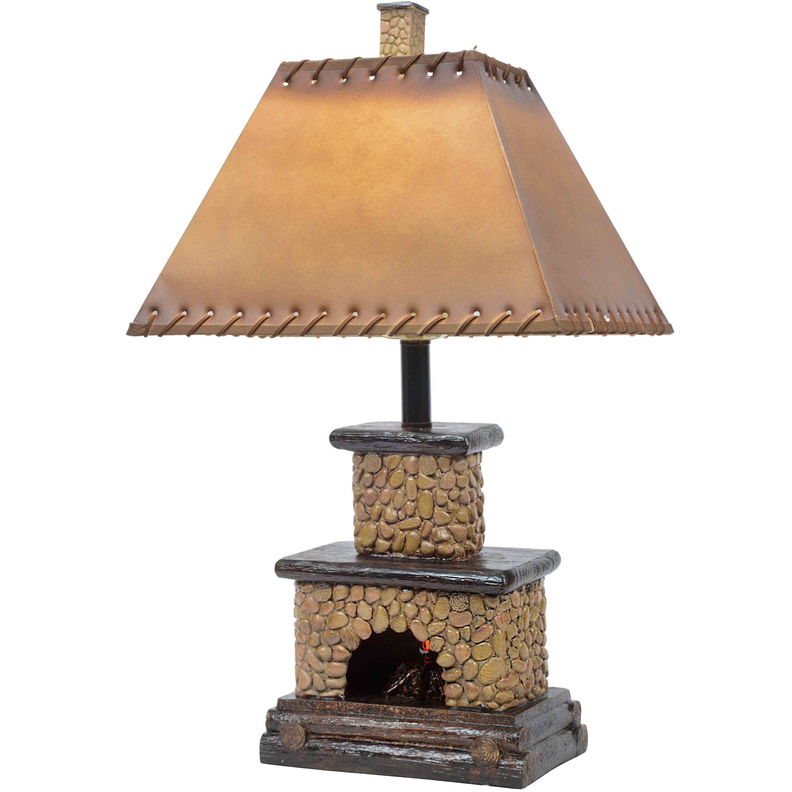 Black Forest D?Or - Stone Fireplace Lamp - Rustic Cabin Lighting For Living Room Or Bedroom - 15'' W X 7'' D X 25'' H