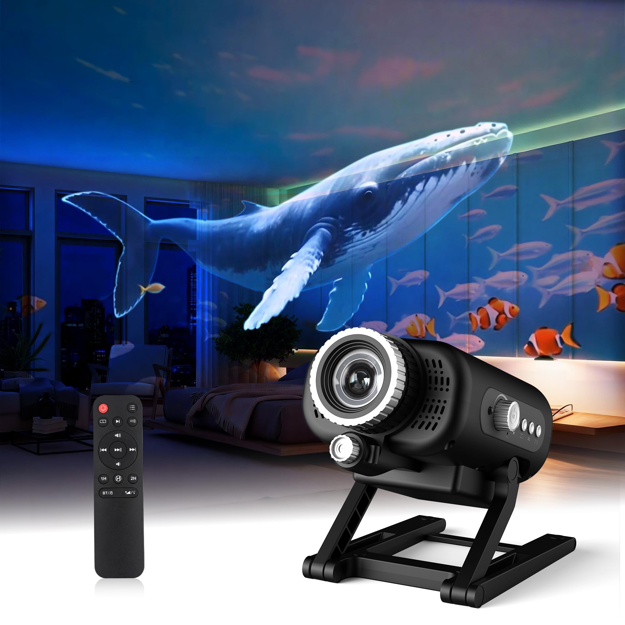 AIRIVO Visual Star Projector, 3D Dynamic Projector with 60 3D Scenes, Galaxy Projector with Bluetooth Speaker, Night Light Proje