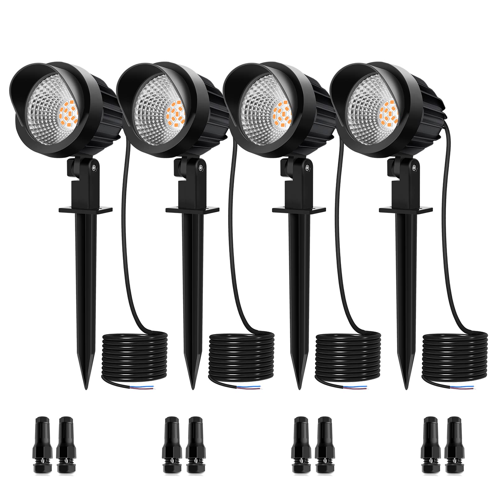 MEIKEE LED Landscape Lights 800LM DC12V IP66 Waterproof 4 Pack Warm White Aluminum