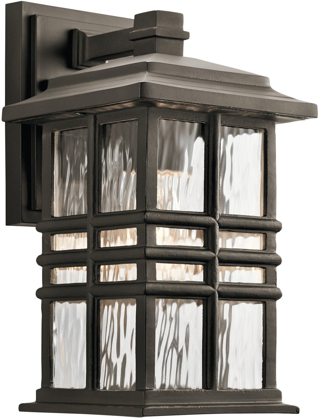 Beacon Square 12'' 1 Light Outdoor Wall Light with Clear Hammered Glass in Olde Bronze