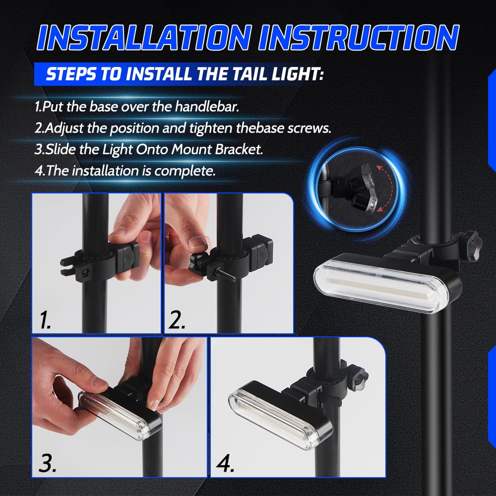 Bike Tail Light, KaiDengZhe 2025 New RGB LED Bicycle Rear Light USB Rechargeable Rainbow Wireless Remote Control 7 Colors 14 Mod