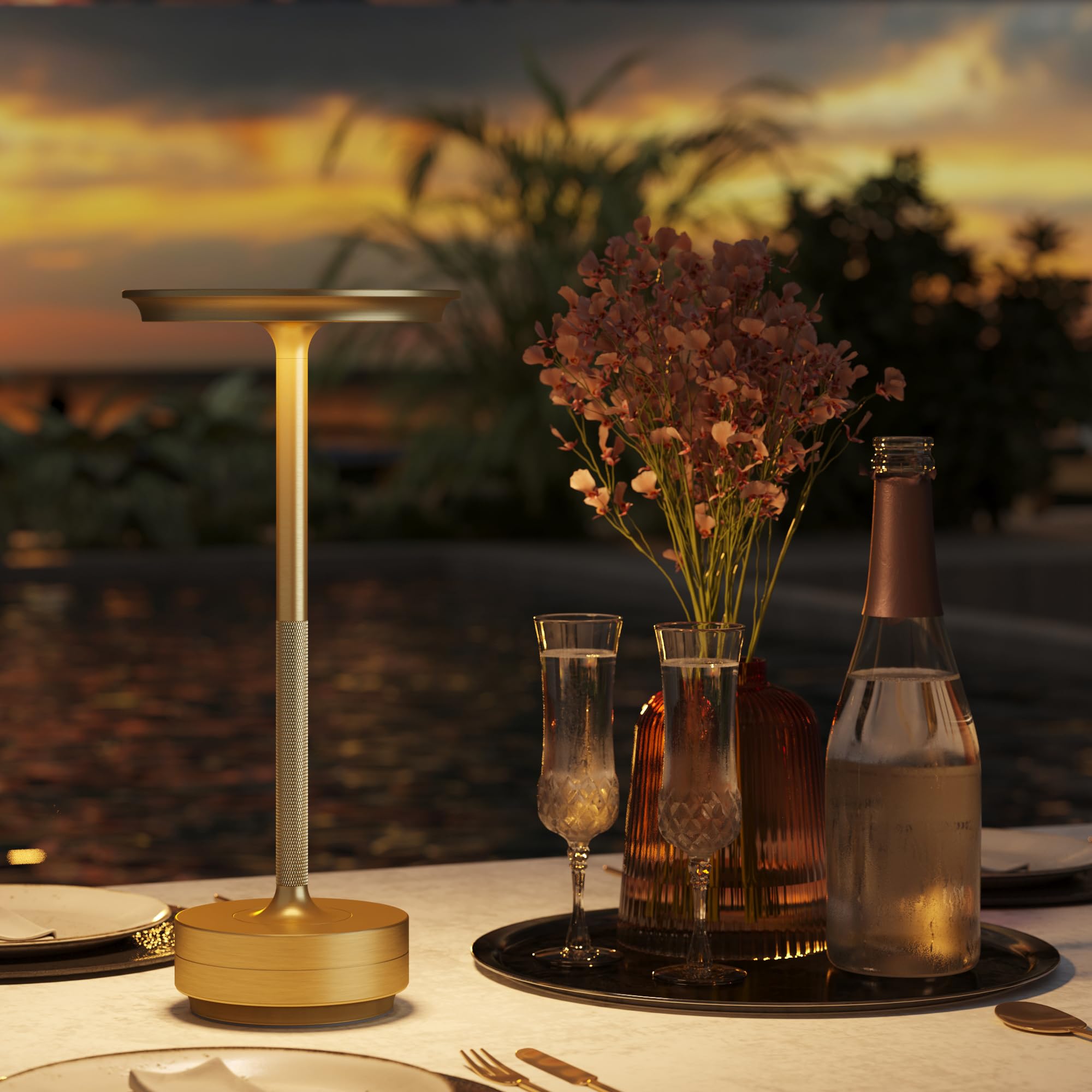 Ztflos Cordless Led Table Lamp,Portable Rechargeable Usb-C Battery Operated Table Lights Ip54 Waterproof 3 Levels Brightness Lig