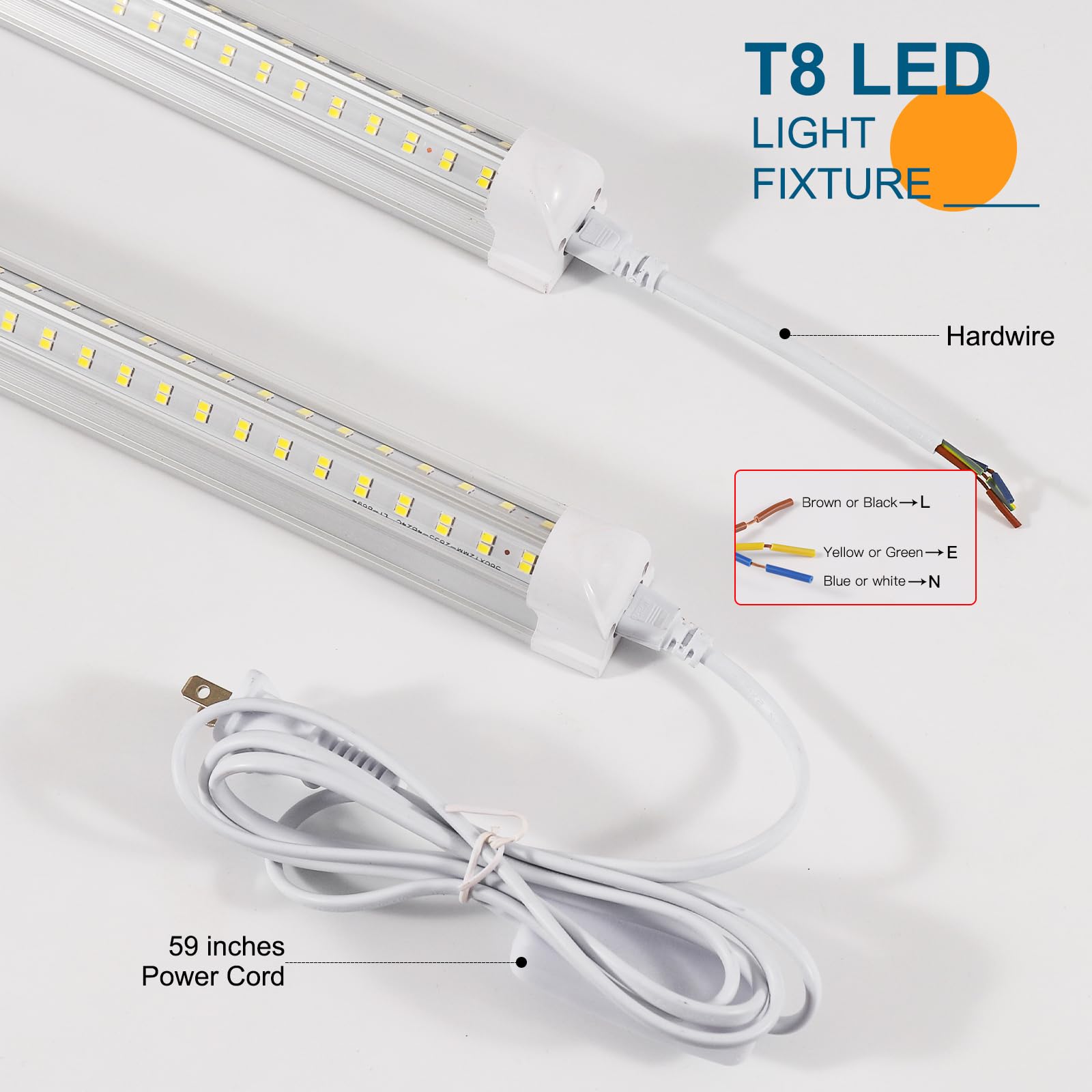 Aqiquut Led Shop Lights,4Ft Led Shop Light 6500K Daylight 50W 7000Lm.4 Foot Led Shop Lights Clear Cover Integrated V-Shape,Linka