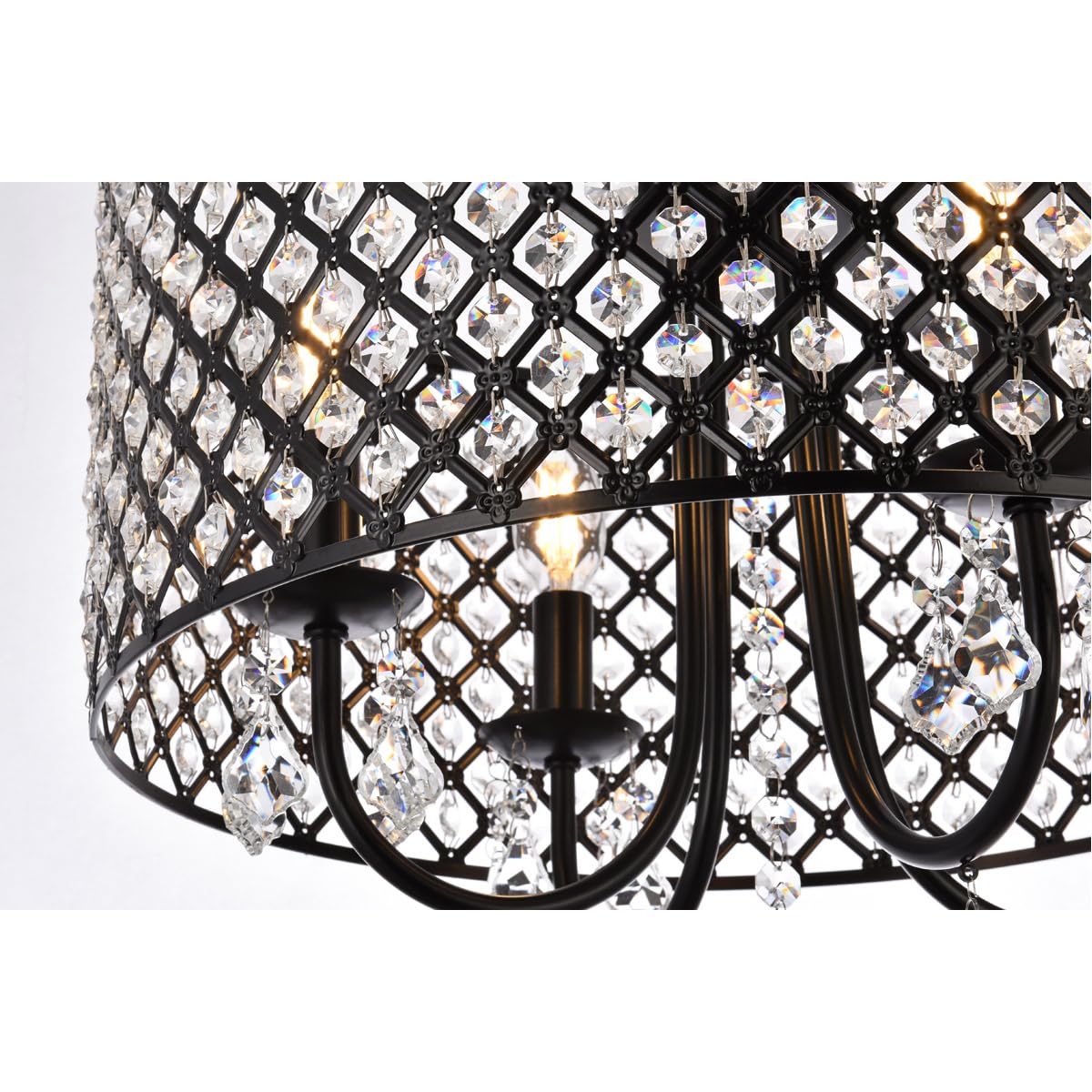 Living District 4-Light Flush Mount Ceiling Light, Metal, Black Finish, Model LD710F17BK