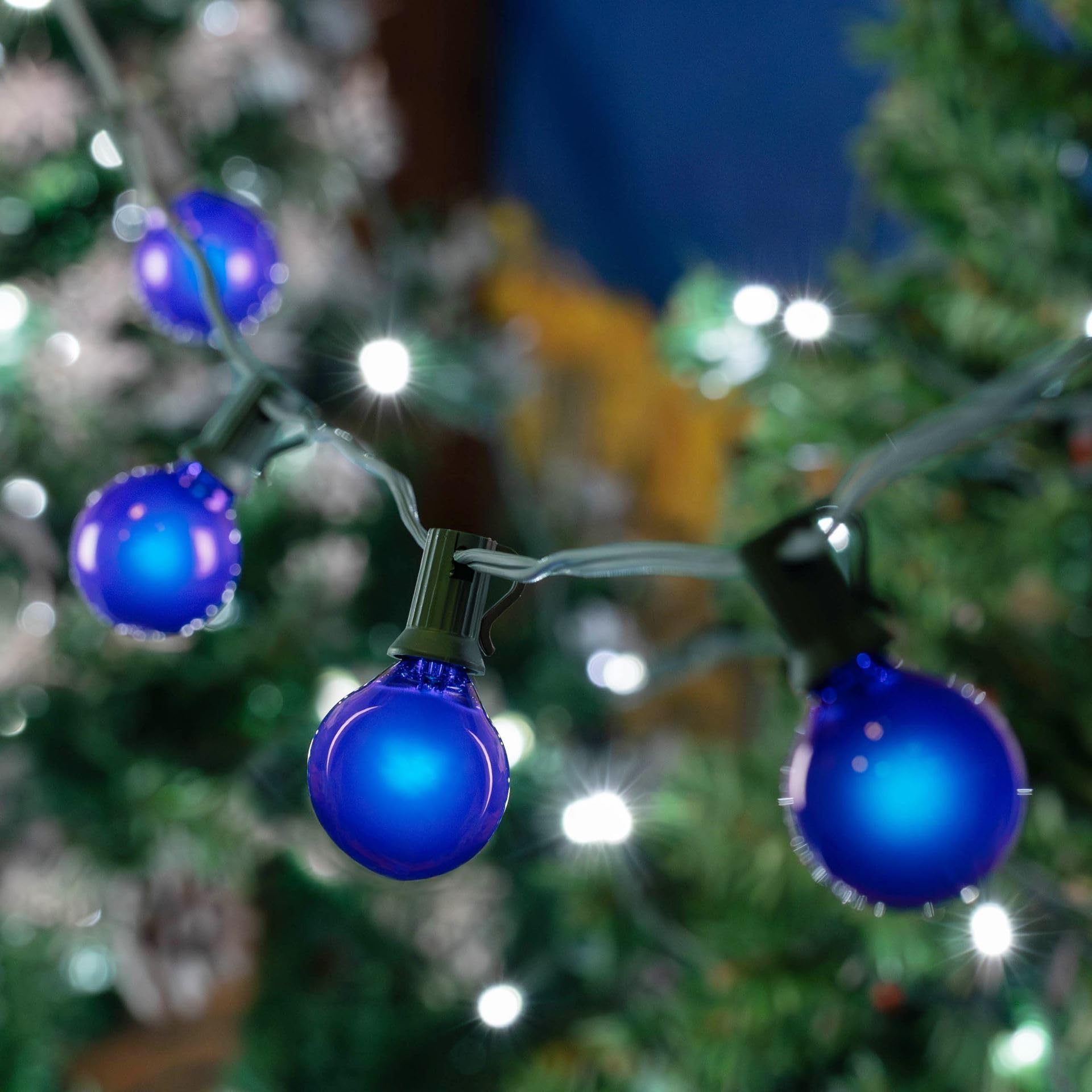 Novelty Lights 25 Pack G40 Blue Outdoor Globe Bulbs, Light Bulbs Glass Incandescent Bulbs With 3000 Hour Lifespan, Globe String