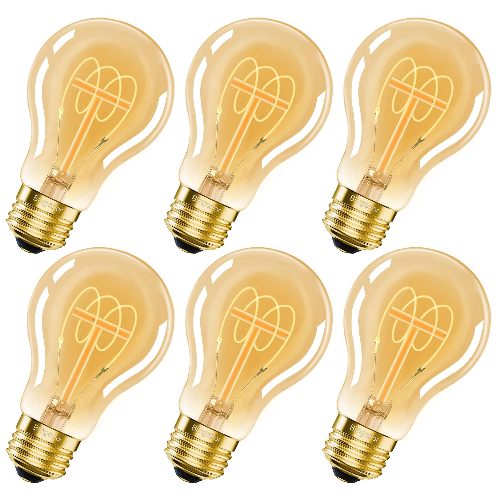 A19 Vintage Led Edison Light Bulbs 40 Watt, Dimmable E26 Led Bulbs 40W, 2200K Amber Warm Light Bulbs, 4W Led A19 Edison Bulb 40