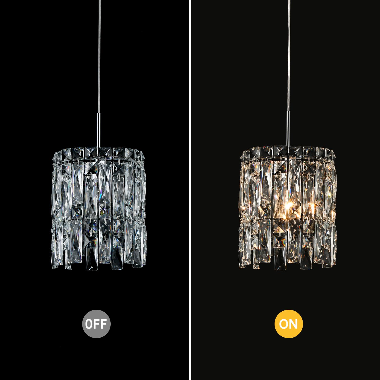 Nisidun Modern K9 Crystal Pendant Lights Kitchen Island  Chrome Chandeliers For Dining Room Light Fixtures Over Table Hanging Lighting For Kitchen Island Entryway Bathroom Bedhead Chandelier