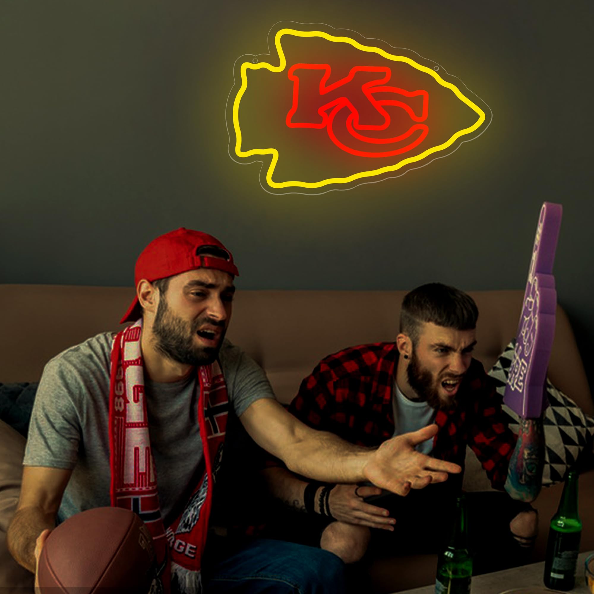 Football Neon Sign For Wall Decor Football Team Led Neon Light For Man Cave Birthday Gifts For Rugby Fans Yellow Light Up Sign For Bedroom Party Club Bar Dorm Size16.1 * 10.6In(Zyld268)