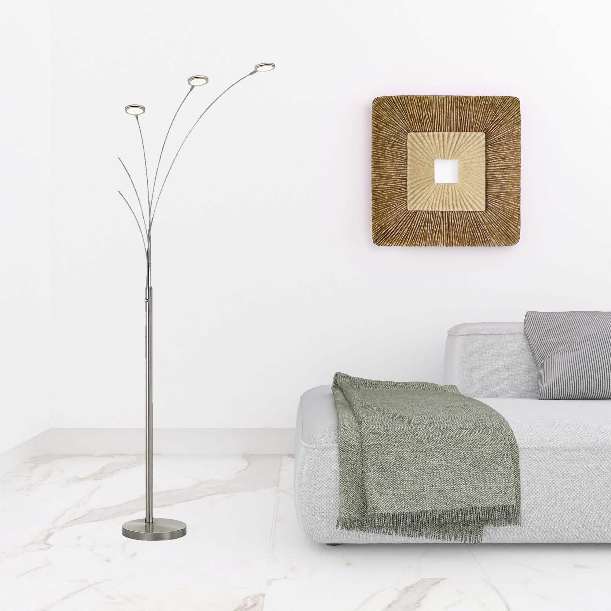 Homeroots Five Light Led Arc Floor Lamp - 72 In. Nickel Metal Design
