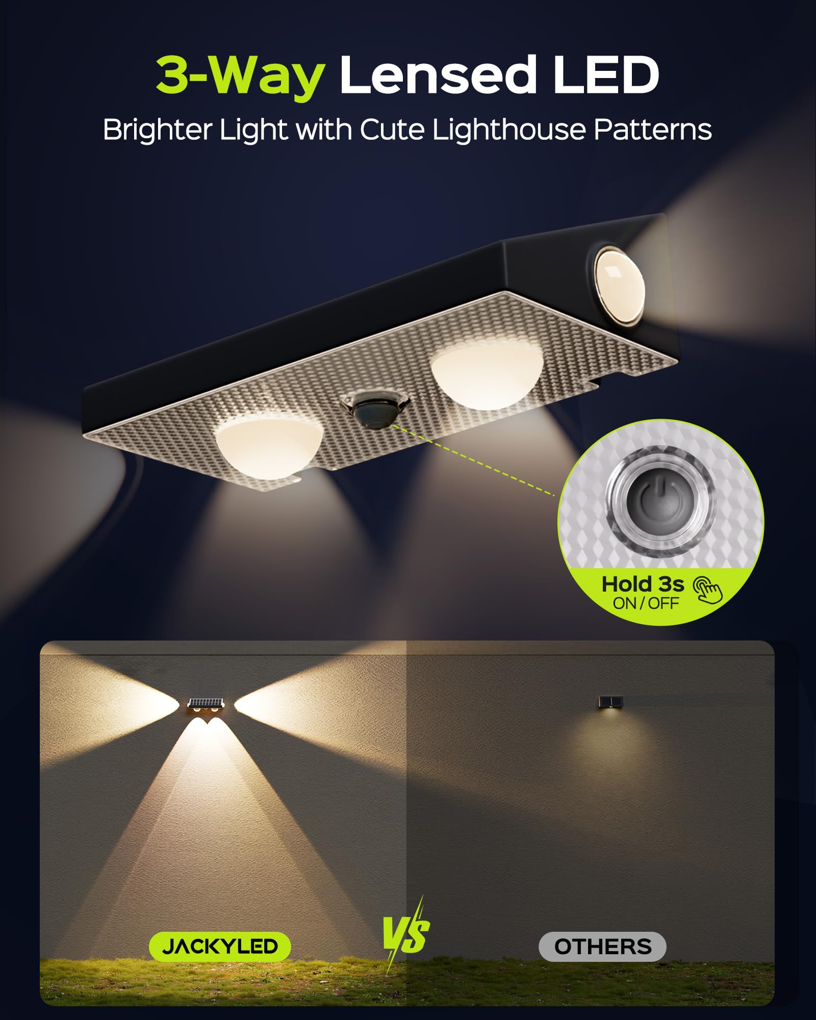 Jackyled Solar Fence Lights 12 Pack  Outdoor Waterproof Led Light Solar Powered 10 Modes Rgb Color Changing/Warm White  3-Way Lensed Lighting For Deck Railing Backyard Wall