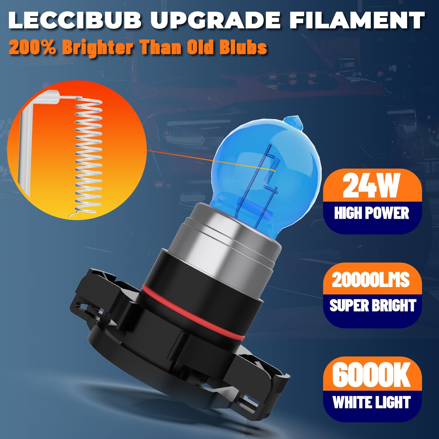 Leccibub Fog Light Bulbs Compatible With Dodge Challenger 2011-2014, H16 Fog Lights Halogen Light Bulb, Super Bright 6000K White