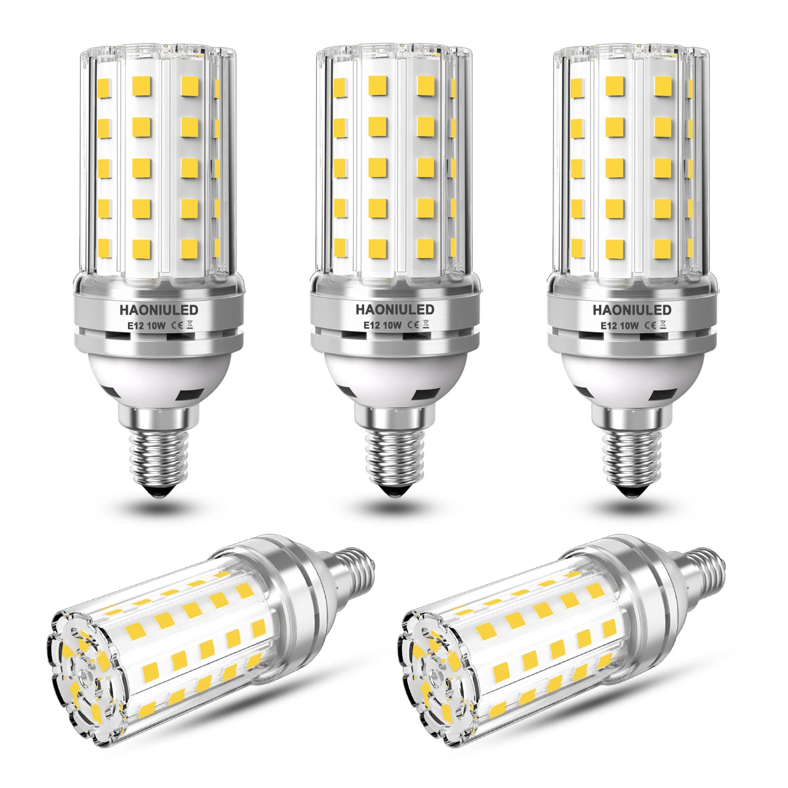 Haoniuled E12 Led Bulb 10W Corn Light 100W Equivalent 4000K Natural White 1000Lm Non-Dimmable Ceiling Fan Indoor Home Lights Pac