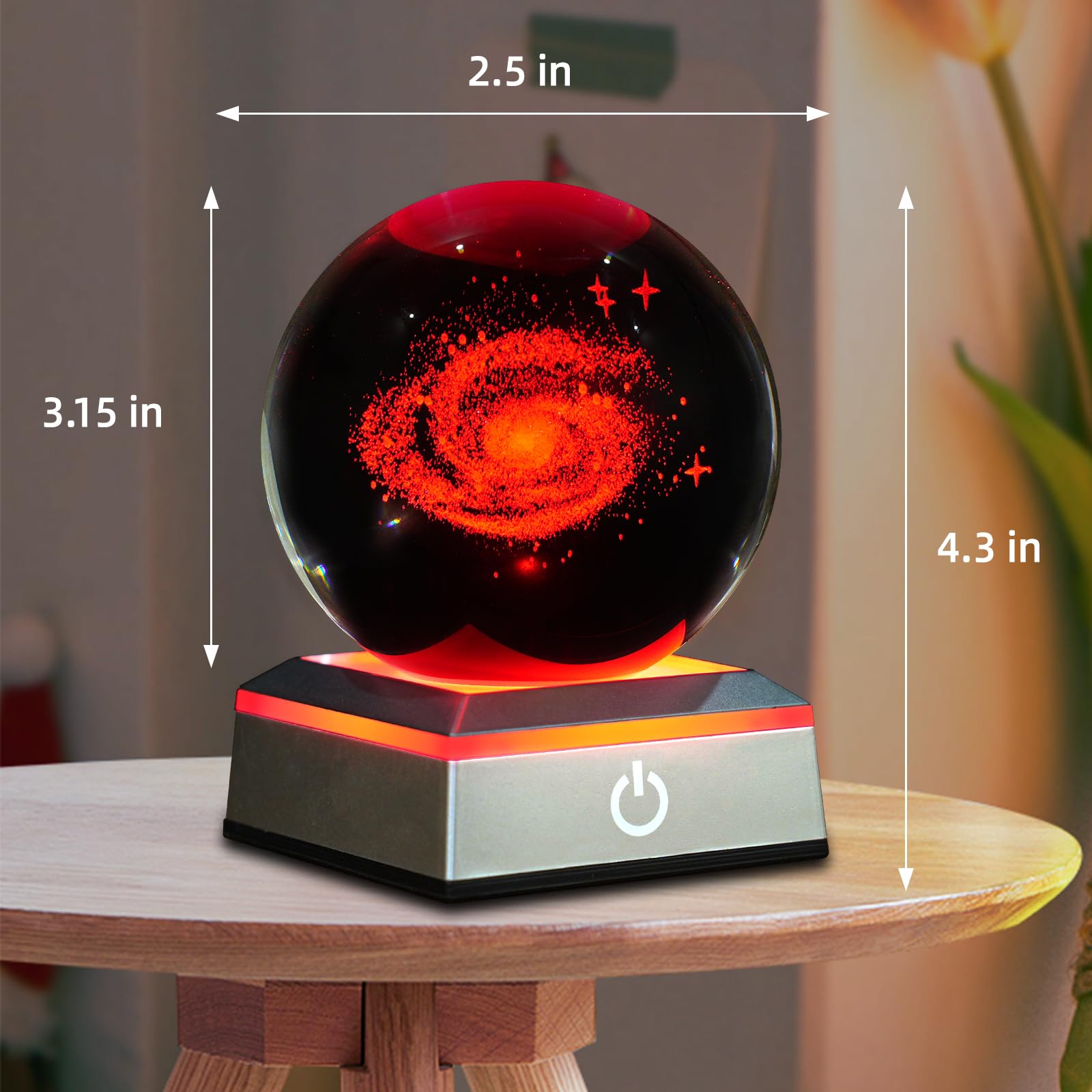 3D Galaxy Crystal Ball Night Light 3.15 Inch Glass Ball Table Lamp With Color Changing Touch Base Decor Ideal Galaxy Model Gifts