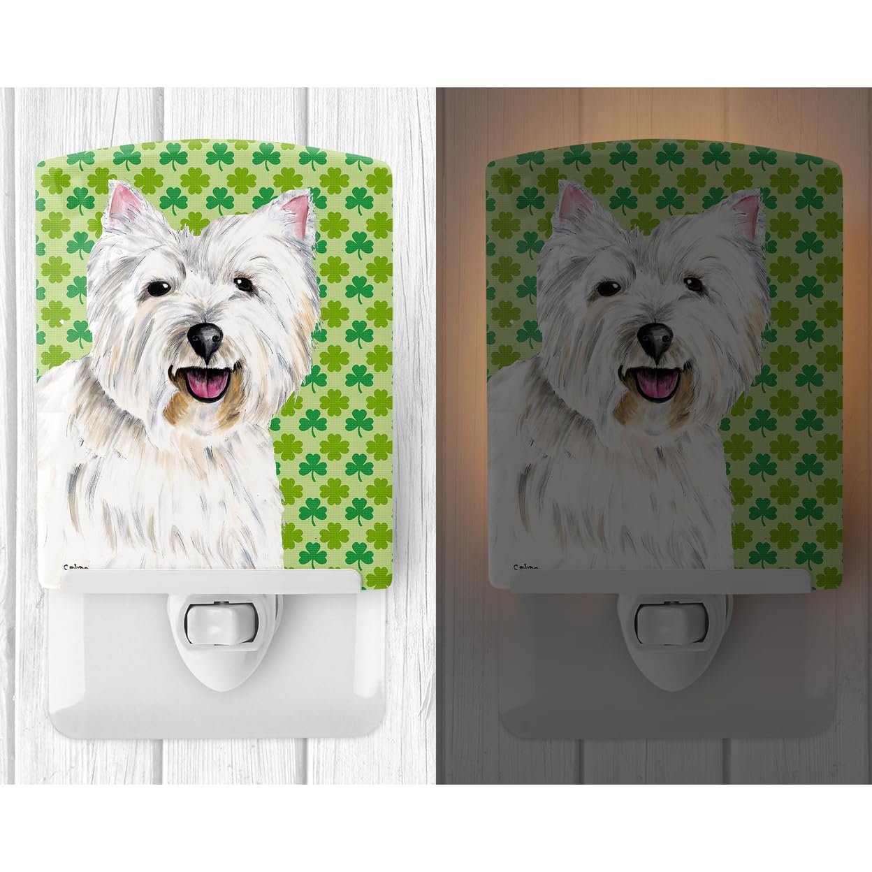 Carolines Treasures Ceramic Night Light, Westie St. Patricks Day, 6x4x3, Multicolor, Model SC9290CNL