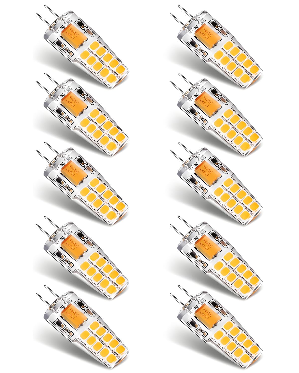 Joutameili 10 Pack G4 LED Bulb 12V AC/DC 3W Bi-Pin Base G4 Bulb 30W T3 LED Halogen Lights Replacement (Soft Warm White 2700K)
