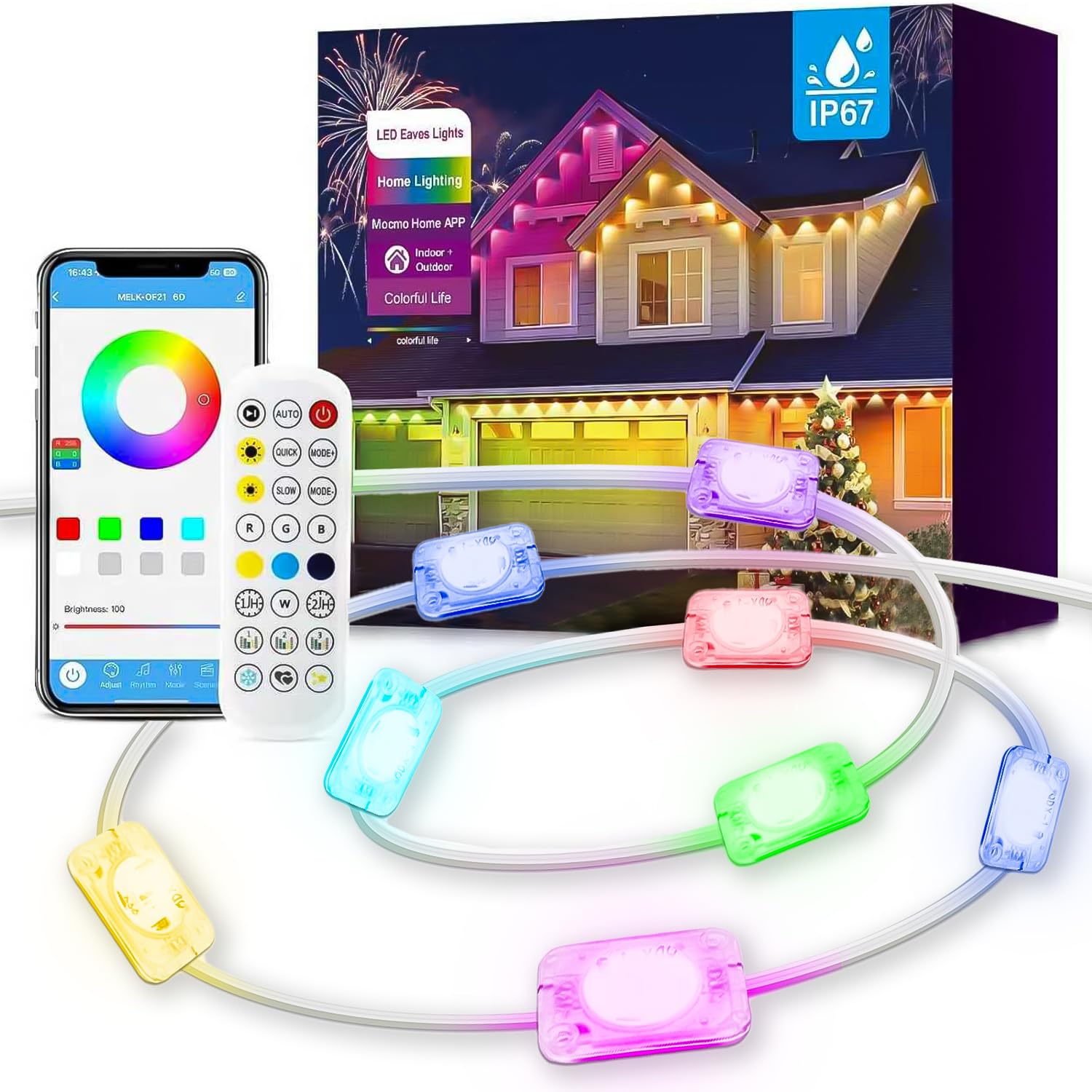 Yffshlcs Permanent Outdoor Lights  200Ft Outdoor String Light Smart Rgb With 72 Scene Modes  Ip67 Waterproof Holiday Lights For Outside  App And Remote Control Party Holidays