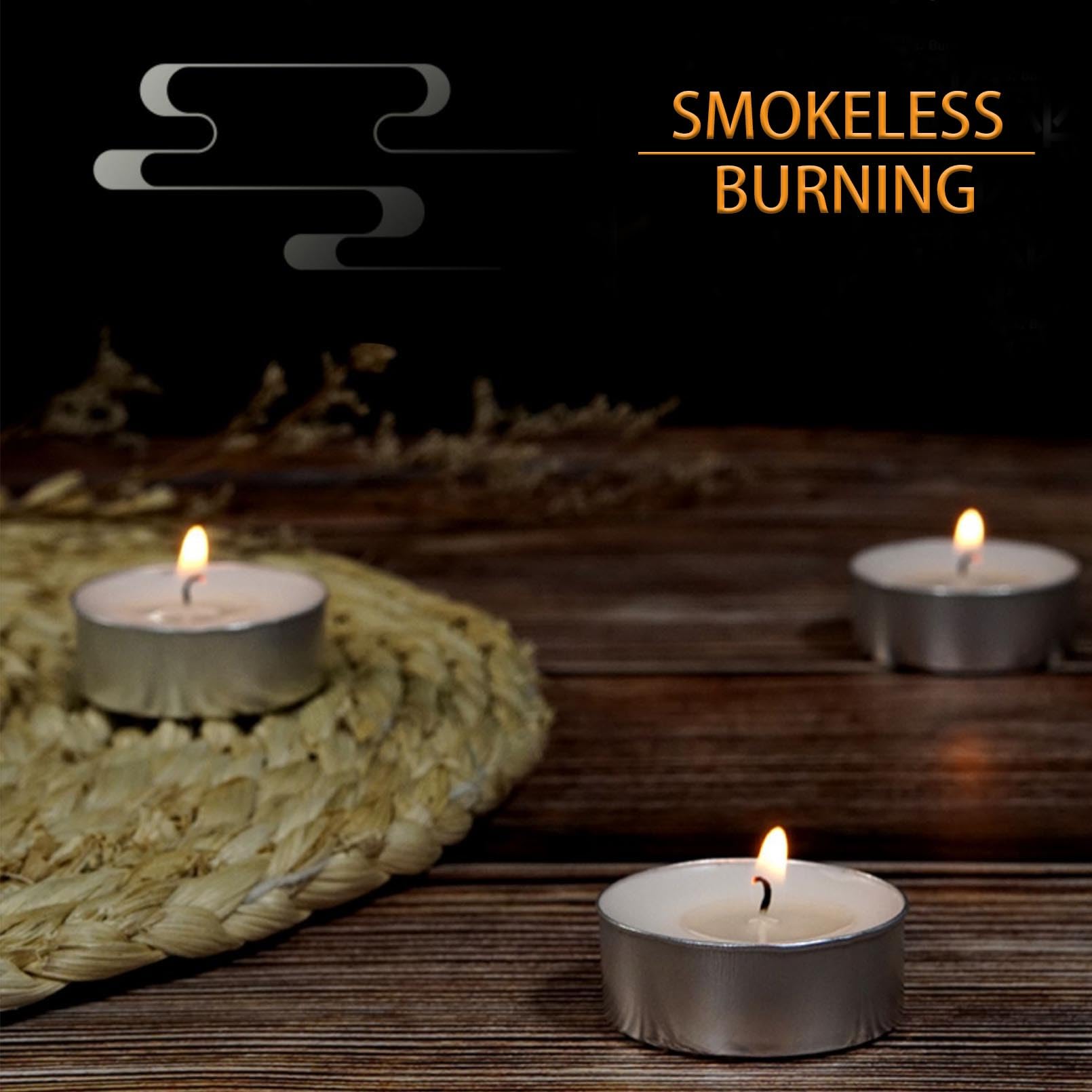 COTELEEC Tea Light Candles, 32 Pcs, 4 Hour Burn Time, Unscented, Smokeless, White, Model 33pcs-Tealight Candles
