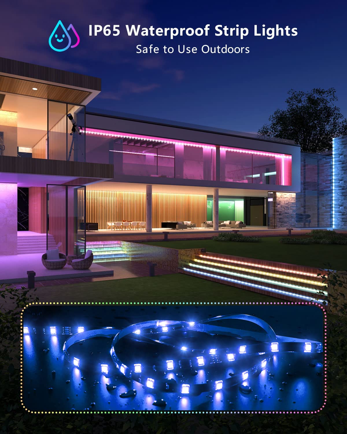 Miheal Wifi Led Strip Light Kit, 32.8Ft 300 Leds, Waterproof Smd 5050, Compatible With Android/Ios/Alexa, Model Zj-Bwcg
