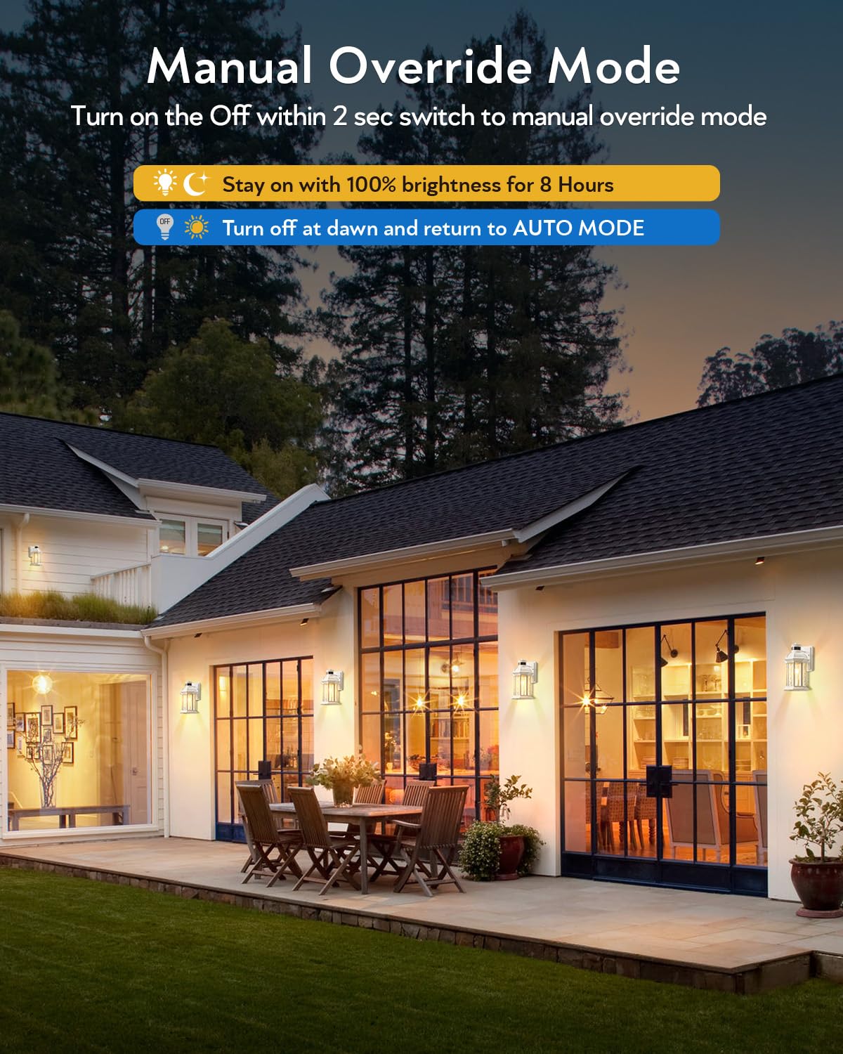 VIANIS Motion Sensor Outdoor Lights, White LED Wall Sconce, 2-Pack, Aluminum, Model V81102W